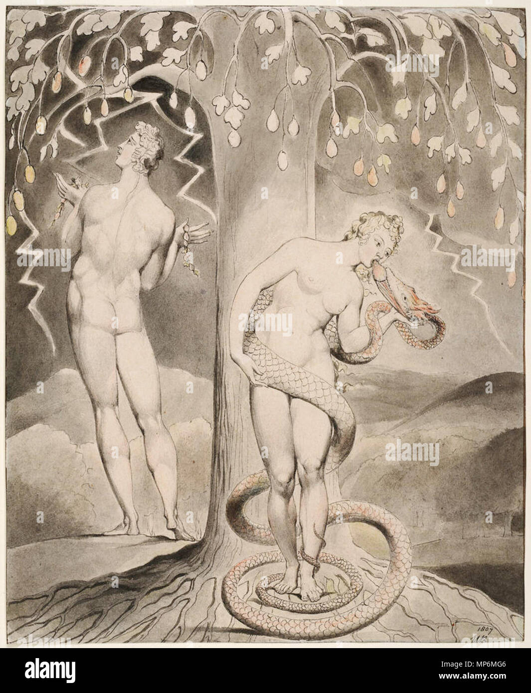 . Illustrazione ad acquerello a Milton il paradiso perduto da William Blake . 1807. Arte da William Blake 960 ParadiseLThomas9 Foto Stock
