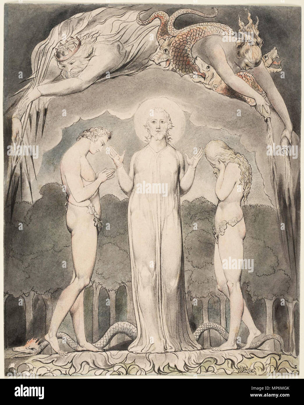 . Illustrazione ad acquerello a Milton il paradiso perduto da William Blake . 1807. Arte da William Blake 960 ParadiseLThomas10 Foto Stock