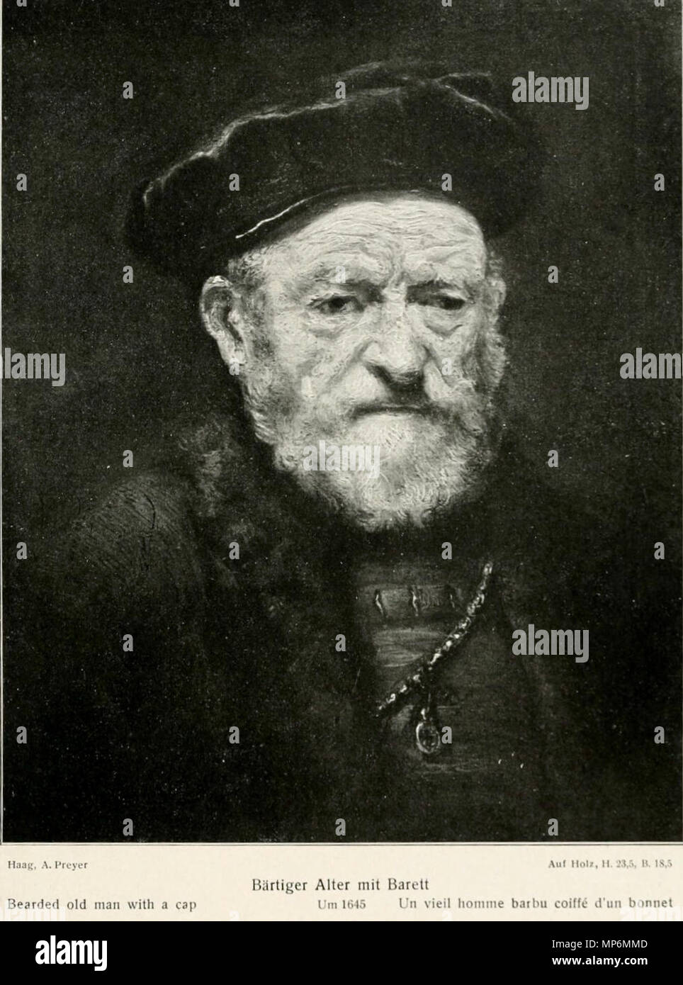 Inglese: barbuto uomo vecchio con un tappo . Questo oggetto è indicizzato in RKDimages, database dell'Istituto olandese per la storia dell'arte. Čeština | English | français | македонски | Nederlands | +/- . circa 1645. 1051 Rembrandt o follower - barbuto uomo vecchio con un tappo Foto Stock