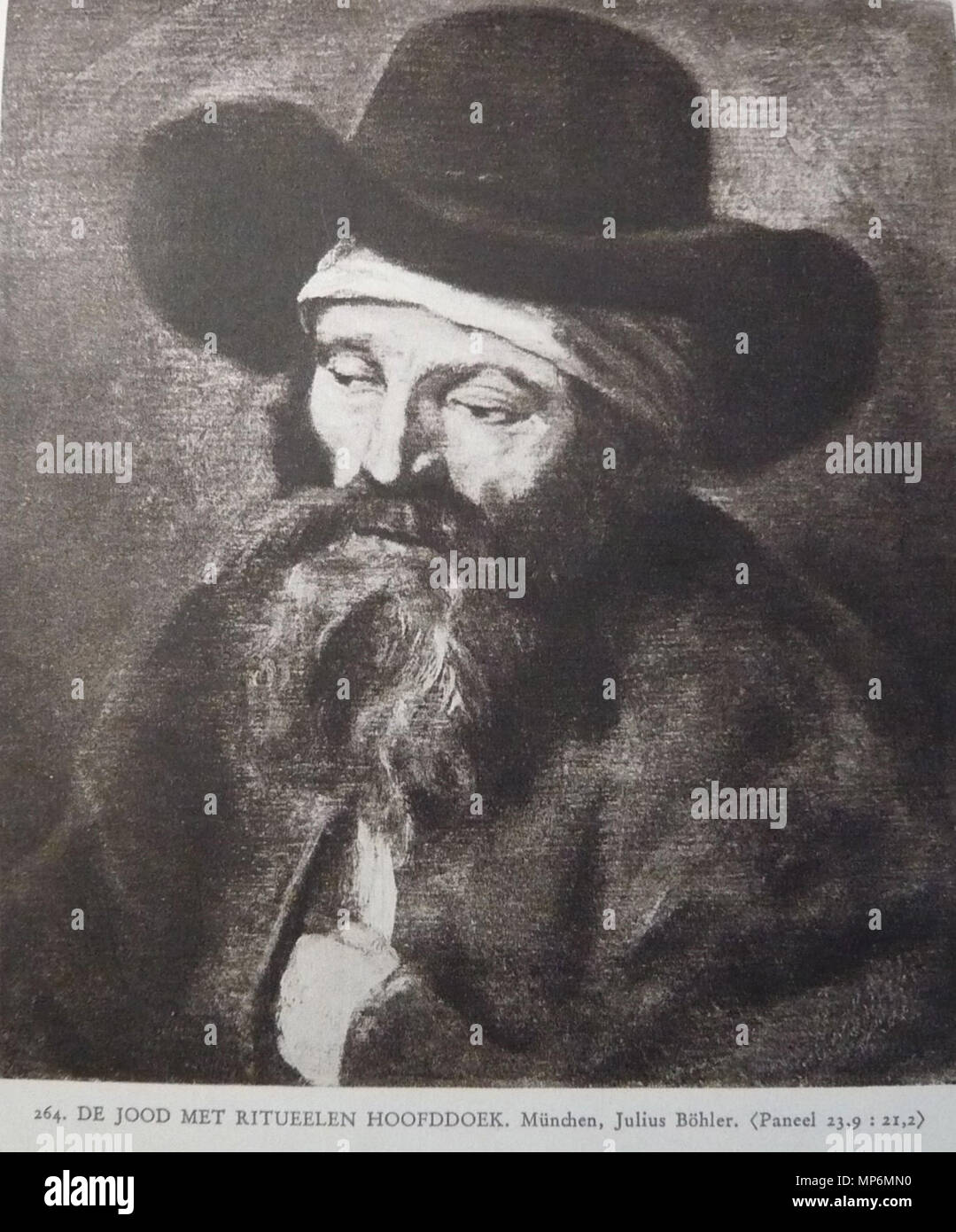 Inglese: mezza lunghezza Ritratto di un uomo con la barba e il velo sotto il suo cappello . Questo oggetto è indicizzato in RKDimages, database dell'Istituto olandese per la storia dell'arte. Čeština | English | français | македонски | Nederlands | +/- . 1650s. 1051 Rembrandt o follower - Ritratto di un uomo con il velo e tesa larga hat Foto Stock