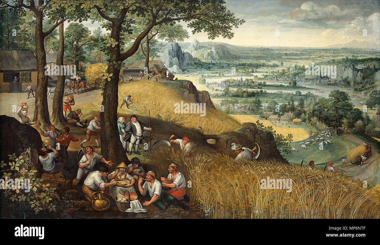 Teil2 38.tif Deutsch: Sommerlandschaft (Juli oder agosto) 1585. 830 Lucas van Valckenborch - Paesaggio estivo (luglio o agosto). Foto Stock
