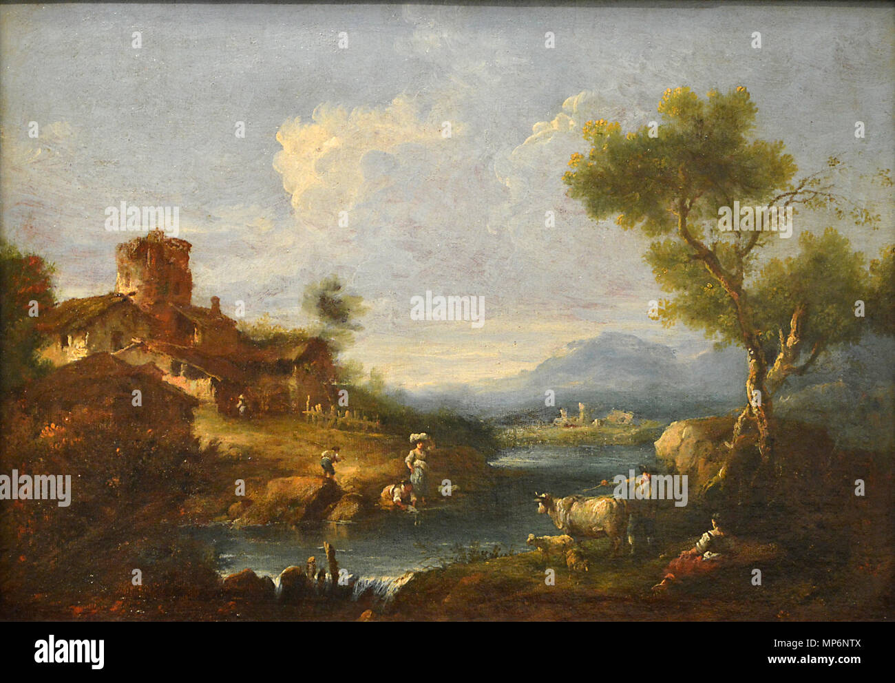 Français : Paysage 1750 pastorale. 968 Paysage pastorale - Giuseppe Zais - Q18573874 Foto Stock