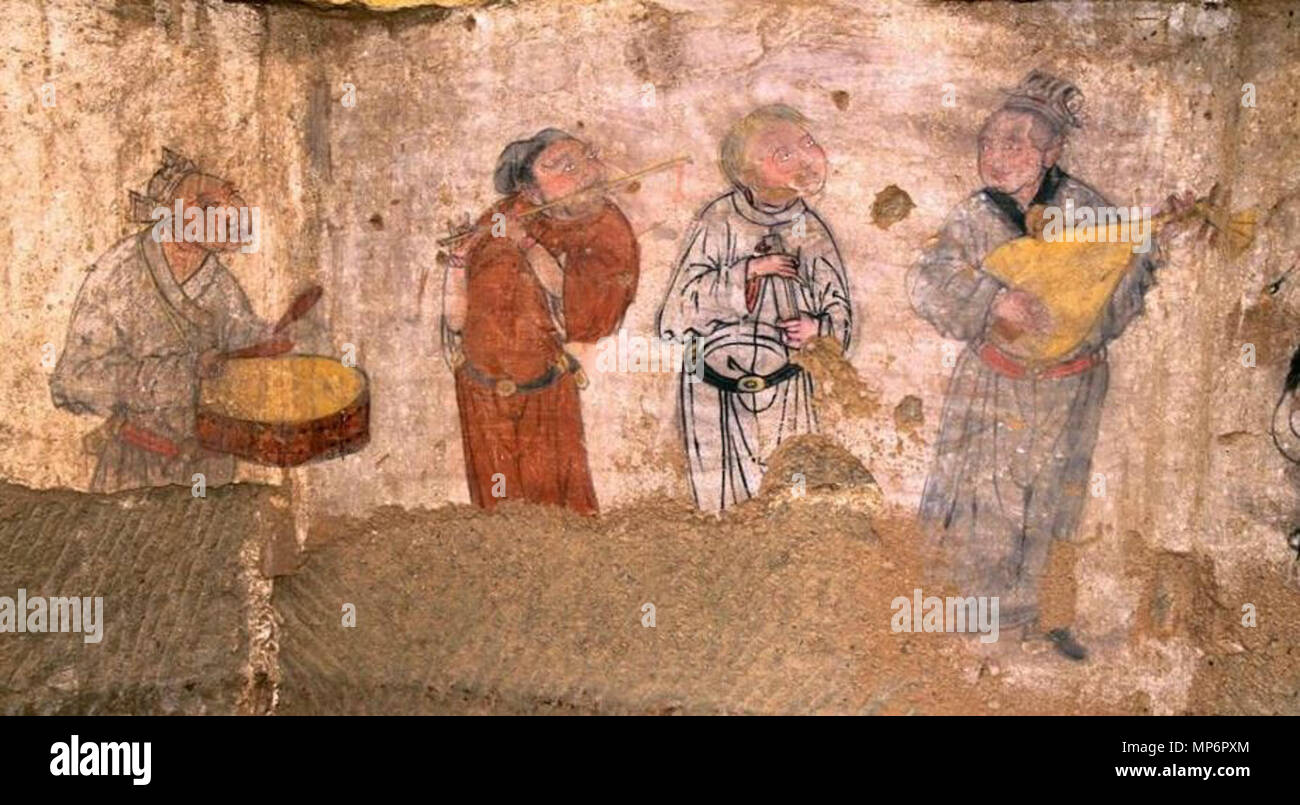 1280 Yüen Dynasty murale dipinto da una tomba in Hêng-shan County (橫山縣), provincia di Shensi (陝西省) Foto Stock