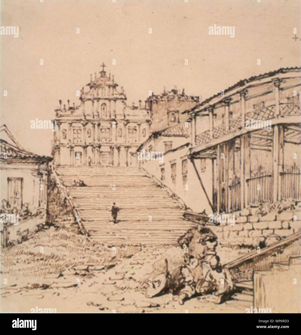 . Inglese: Penna e inchiostro su matita su carta della chiesa e i passi di San Paolo, di Macao. Il 18 ottobre 1834. George Chinnery (1774-1852) nomi alternativi Qiannali; geo. chinnery; Chinnery; chinnery geo Descrizione pittore inglese Data di nascita e morte 5 Gennaio 1774 30 Maggio 1852 Luogo di nascita e morte Londra Macau posizione di lavoro Londra (c. 1789-1796), Bristol (1796-1797), di Dublino (1797-1802), Chennai (1802-1807), Kolkata (1807-1825), Guangzhou, Macao (1825-1852), Hong Kong (1846) Autorità di controllo : Q3089402 VIAF: 52499366 ISNI: 0000 0000 6677 5782 ULAN: 500124758 LCCN: N50038153 NLA: 35 Foto Stock