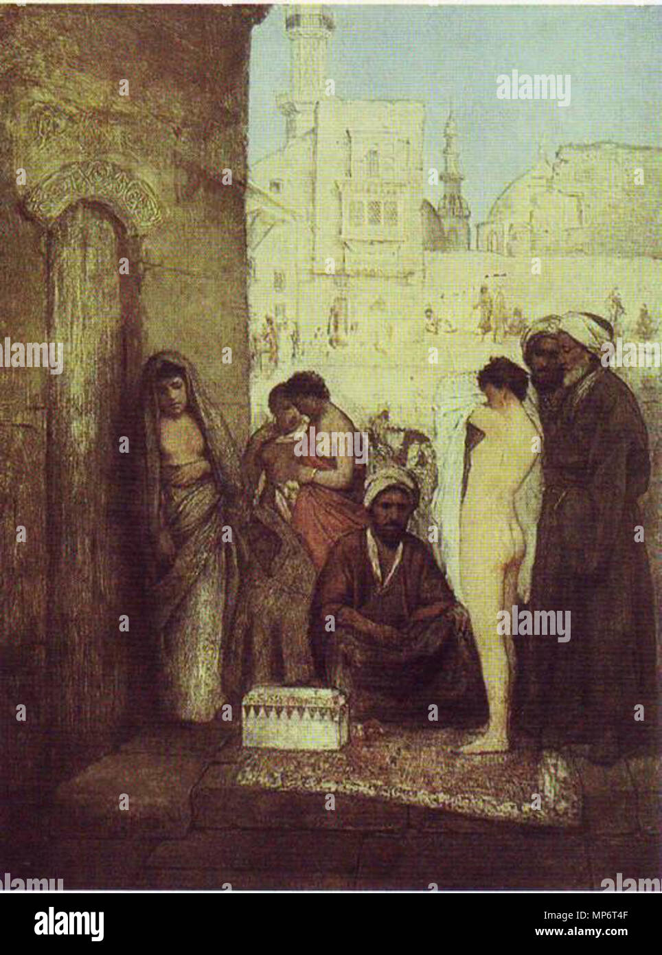 . Inglese: Il Cairo mercato di schiavi . 1877. 877 Maurycy Gottlieb - Cairo schiavi del mercato 1877 Foto Stock