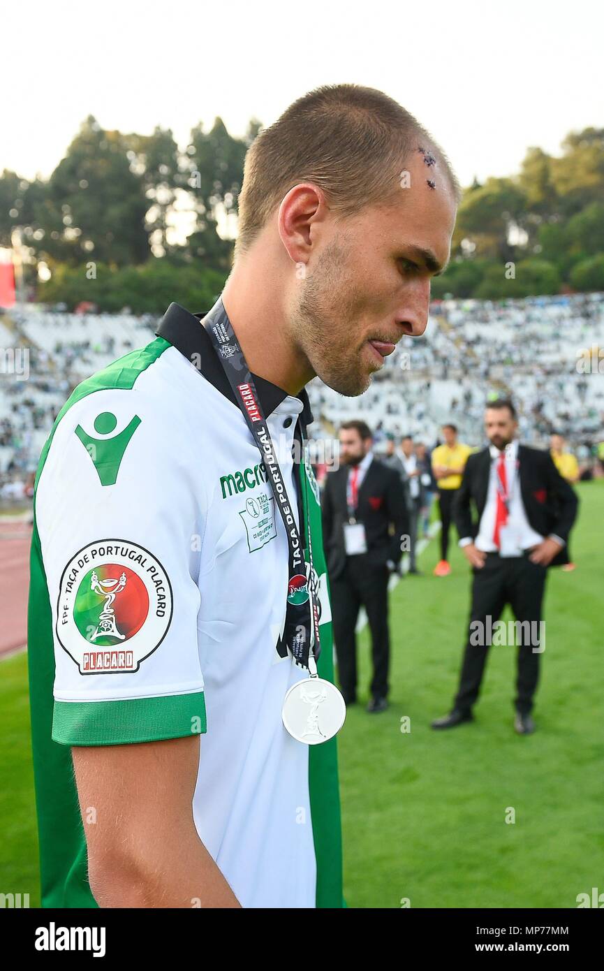 LISBOA, Portogallo, 20.05.2018- finale di Copa del Portogallo: Bas possiedi del Sporting CP duranti el partido entre CD Aves y Sporting CP contando para la final de la Copa de Portugal en foetbol, celebrado en el Estadio Nacional de Lisboa, Portogallo. (Foto: Bruno de Carvalho / Cordon Premere) Foto Stock