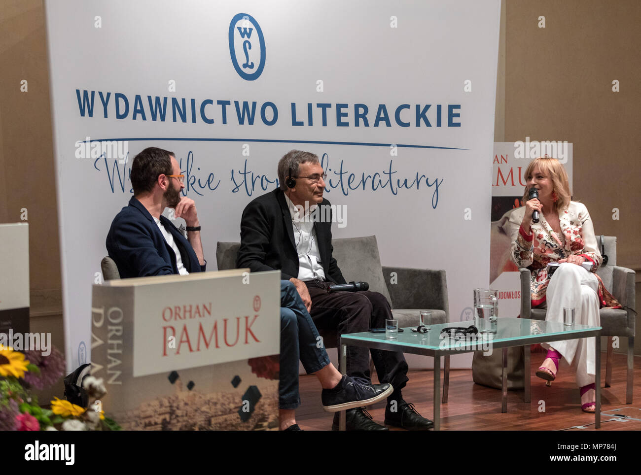 A Cracovia, Polonia - 21 Maggio 2018: Incontro con la scrittrice turca, il Premio Nobel Orhan Pamuk a Cracovia in occasione del sessantacinquesimo anniversario della case editrici letterarie. La Polonia Credito: Wieslaw Jarek/Alamy Live News Foto Stock