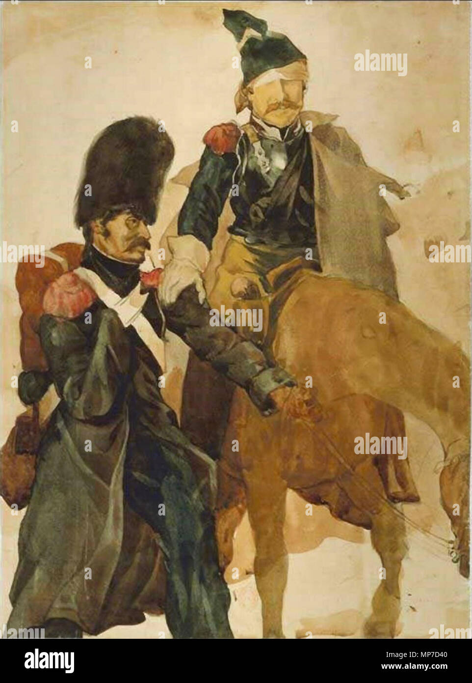 . Théodore Géricault (1791 - 1824) - французский живописец, крупнейший представитель европейской живописи эпохи романтизма. Inglese: Théodore Géricault (b. 1791-d. 1824), Le Retour de Russie (il ritorno dalla Russia), attorno al 1818, Dipartimento di stampe e fotografie, Dc 141b Rés. vol. 1, acquerello su matita su cartoncino, e litografia. Nota: Jean-Louis André Théodore Géricault (1791 - 1824) fu un influente pittore francese e litografo. Sebbene sia morto giovane, egli è stato uno dei pionieri del movimento Romantico. www.youtube.com/watch?v=PFxdLDF8gng . circa 1818. Jean-Louis André Thé Foto Stock