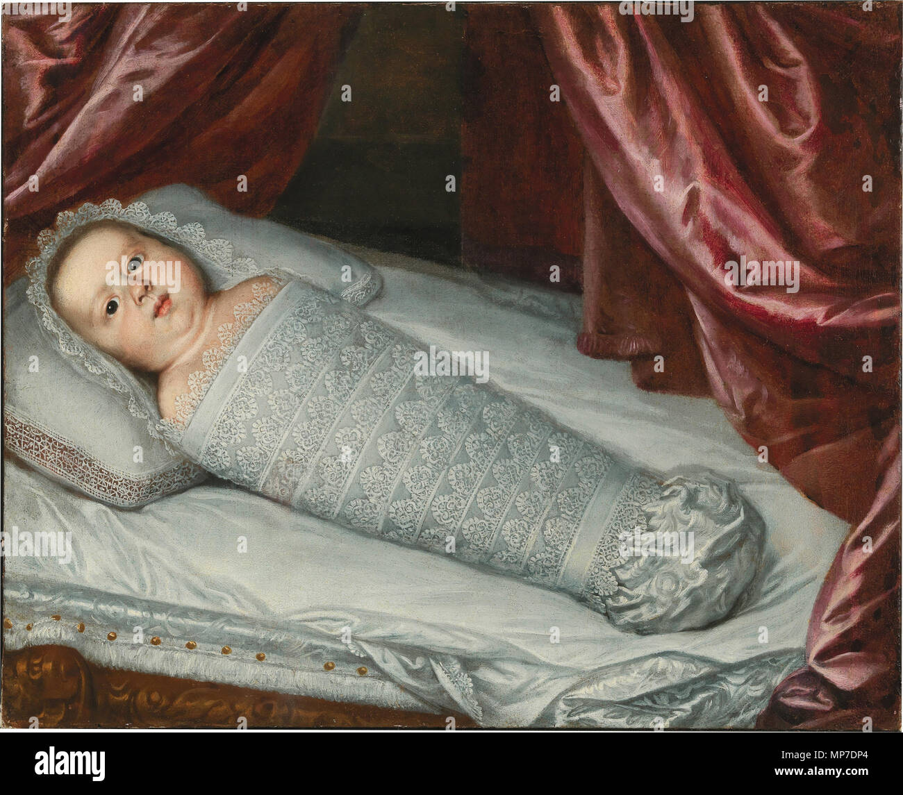 Inglese: Ritratto di neonato Cosimo III de' Medici in fasce . Deutsch: Porträt des jungen Cosimo III de' Medici als Wickelkind . circa 1642. 753 Justus Sustermans Ritratto di Cosimo III de' Medici come baby Foto Stock