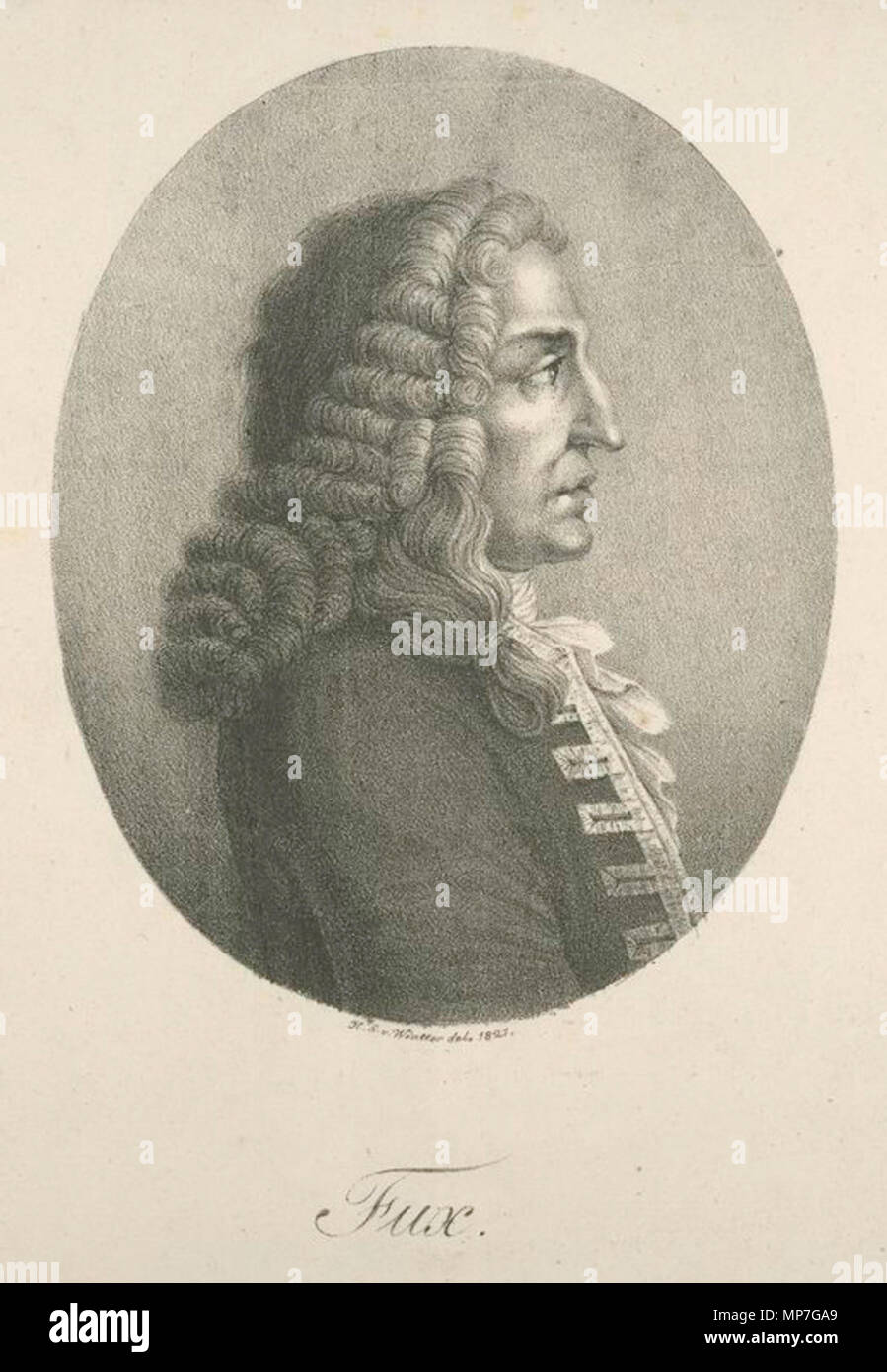 . Johann Joseph Fux (ca. 1660-1741), il compositore austriaco . Heinrich Eduard inverno (1788-1829) nomi alternativi Heinrich E. von Wintter, Heinrich von Wintter, Heinrich von inverno, Heinrich inverno, H. E. von inverno, H. E. V. Wintter, Heinrich E. von inverno, Heinrich E. Wintter, H. Wintter Descrizione litografo tedesco e pittore Data di nascita e morte 1788 11 dicembre 1829 Luogo di nascita e morte Munich Monaco di Baviera sede di lavoro autorità di Monaco di Baviera : controllo Q18511542 VIAF: 27962311 GND: 122783212 681 J.J.FUX Foto Stock