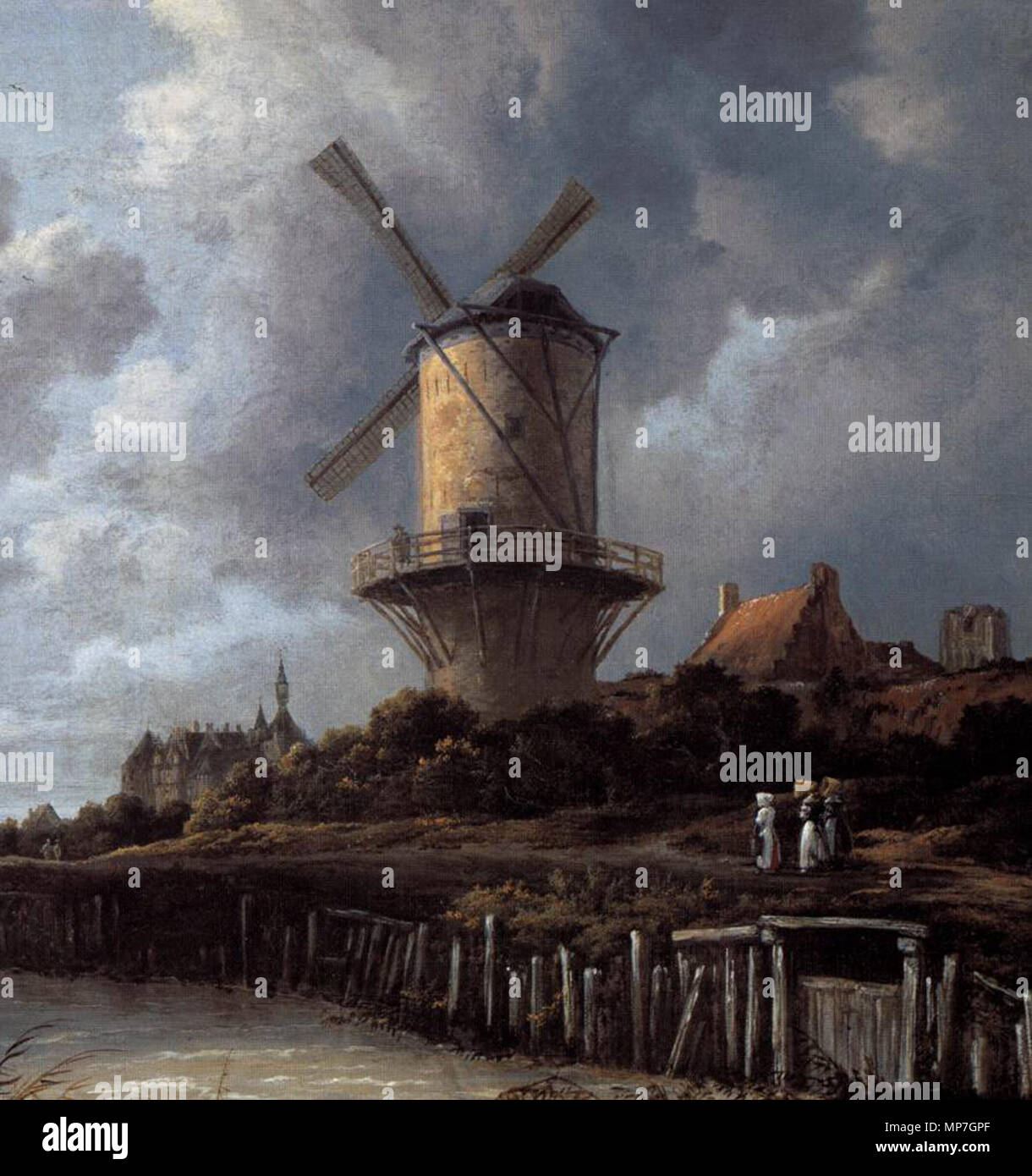 Il mulino a vento a Wijk bij Duurstede, dettaglio circa 1670. 682 Jacob Isaacksz. van Ruisdael - il mulino a vento a Wijk bij Duurstede (dettaglio) - WGA20514 Foto Stock