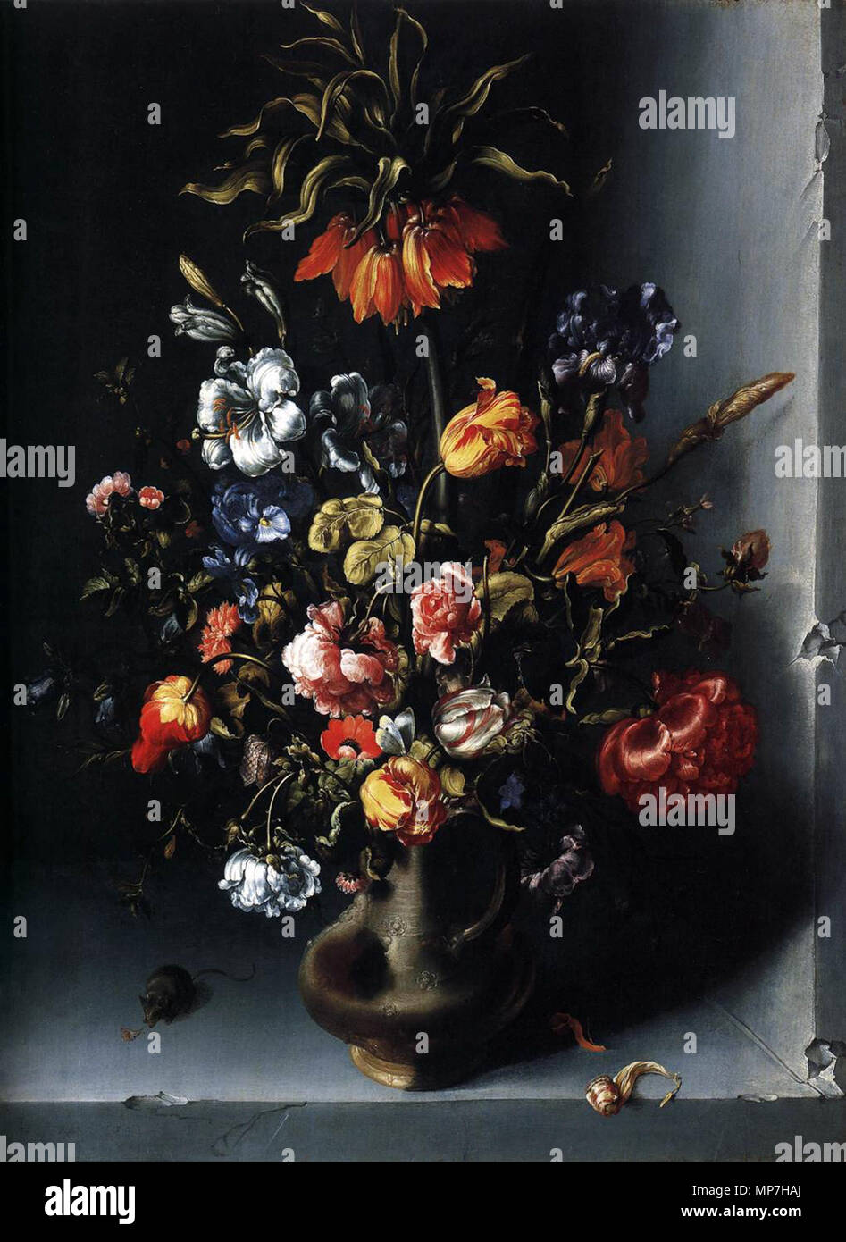 Still-Life di fiori con una Fritillary in una nicchia in pietra di circa 1613. 685 Jacob Woutersz Vosmaer - Still-Life di fiori con una Fritillary in una nicchia di pietra - WGA25341 Foto Stock