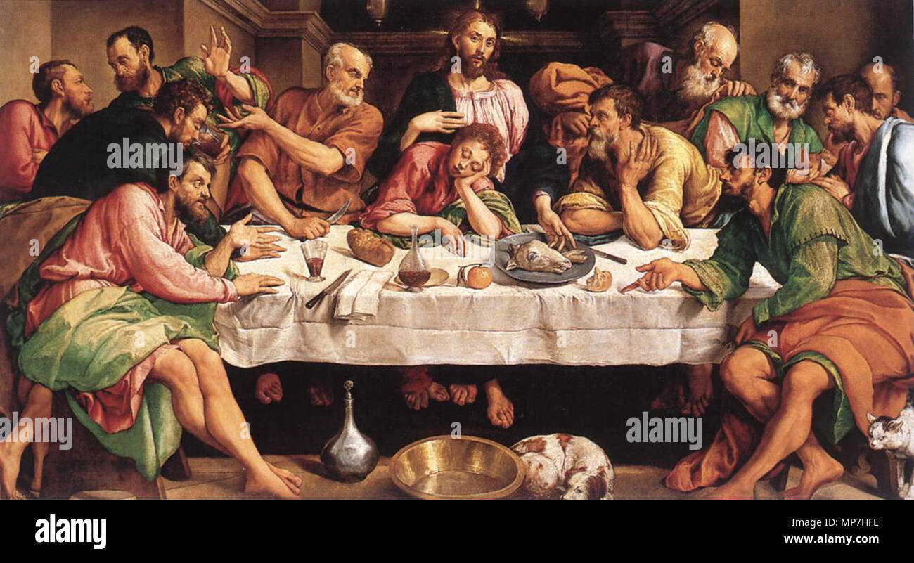 L Ultima Cena circa 1546. 686 Jacopo Bassano Ultima cena 1542 Foto Stock