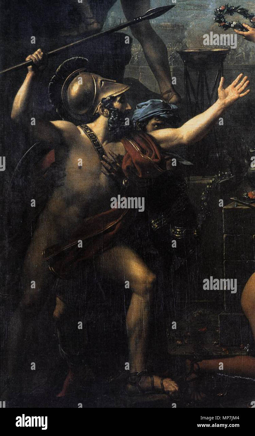 Leonidas in corrispondenza delle Termopili (dettaglio) 1814. 690 Jacques-Louis David - Leonida in corrispondenza delle Termopili (dettaglio) - WGA6096 Foto Stock