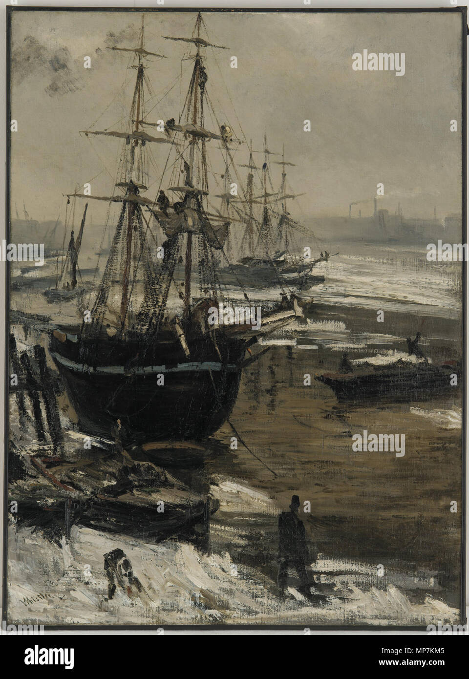 Il Tamigi nel ghiaccio 1860. 693 James McNeill Whistler - Il Tamigi nel ghiaccio - Google Art Project Foto Stock