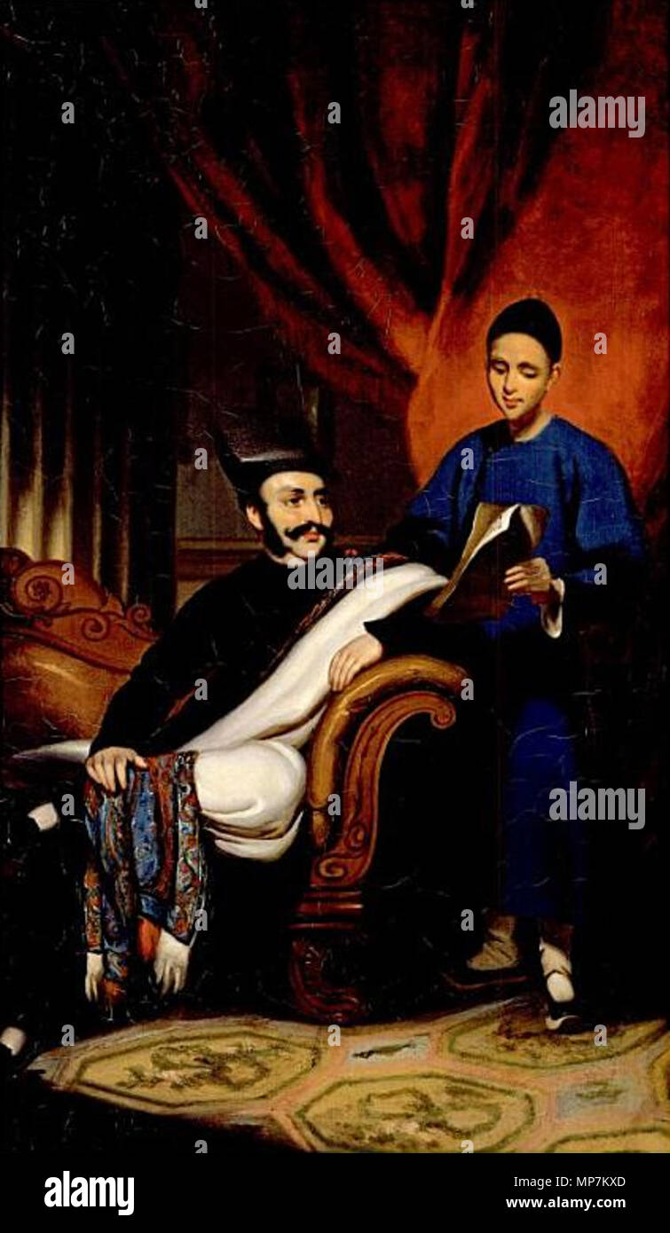 . Inglese: Jamsetjee Jejeebhoy e il suo segretario cinese. Xix secolo. George Chinnery (1774-1852) nomi alternativi Qiannali; geo. chinnery; Chinnery; chinnery geo Descrizione pittore inglese Data di nascita e morte 5 Gennaio 1774 30 Maggio 1852 Luogo di nascita e morte Londra Macau posizione di lavoro Londra (c. 1789-1796), Bristol (1796-1797), di Dublino (1797-1802), Chennai (1802-1807), Kolkata (1807-1825), Guangzhou, Macao (1825-1852), Hong Kong (1846) Autorità di controllo : Q3089402 VIAF: 52499366 ISNI: 0000 0000 6677 5782 ULAN: 500124758 LCCN: N50038153 NLA: 35676900 WorldCat 694 Jamsetjee Jej Foto Stock