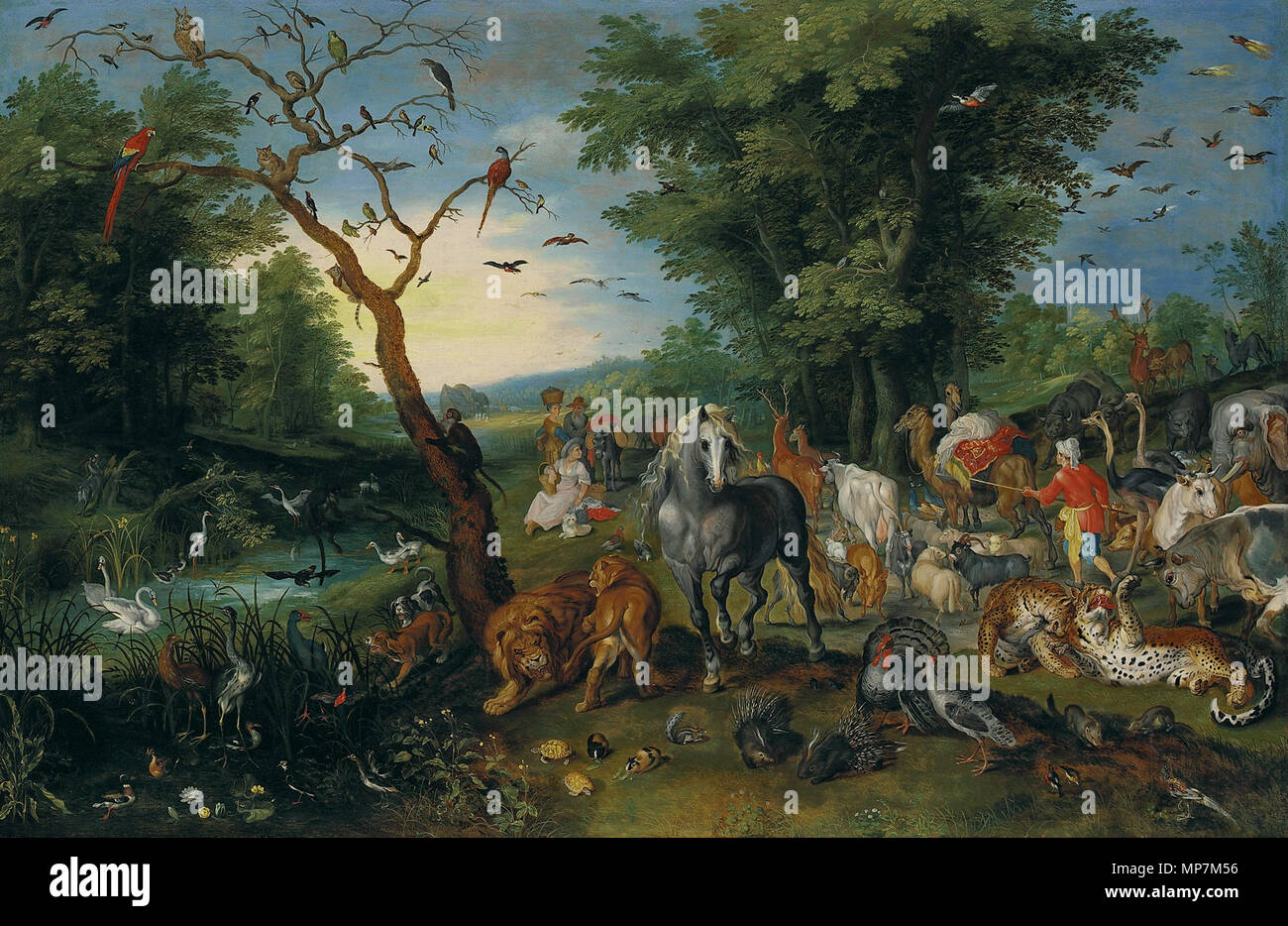 L'entrata di animali nell'arca di Noè . 695 Jan Breughel de Jonge - De vermelding van de dieren in de arca van Noach Foto Stock