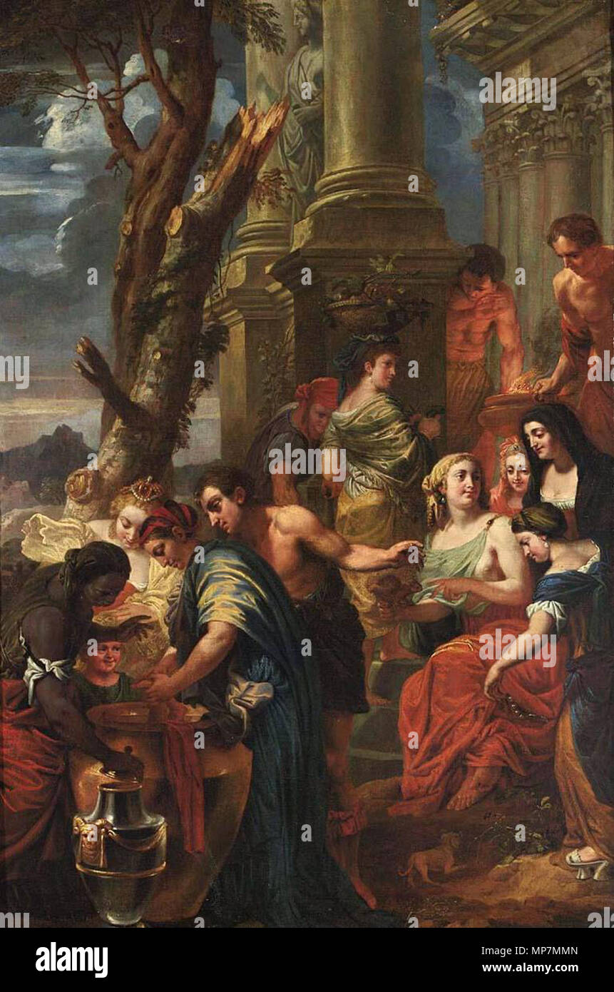 Inglese: cali di Thetis Achille in un vaso con acqua da Styx 1668. 697 Jan Quellinus Erasmus - Cali di Thetis Achille in un vaso con acqua da Styx - WGA18567 Foto Stock
