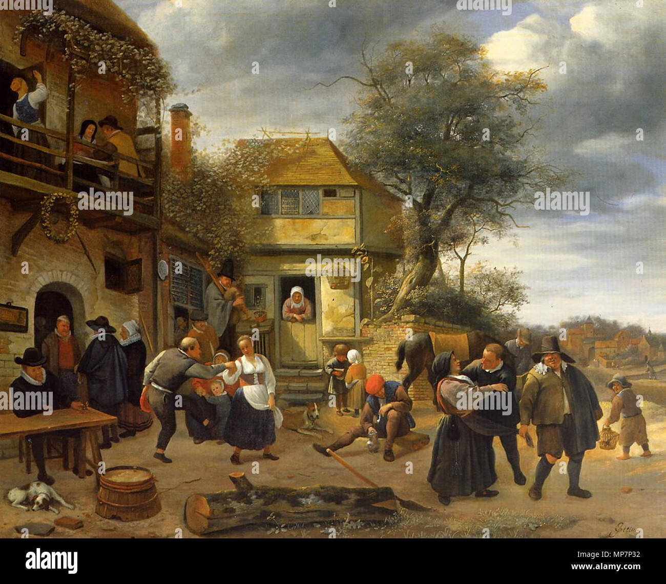 I contadini prima di una Locanda 1650s. 701 Jan Steen contadini prima di un Inn Foto Stock