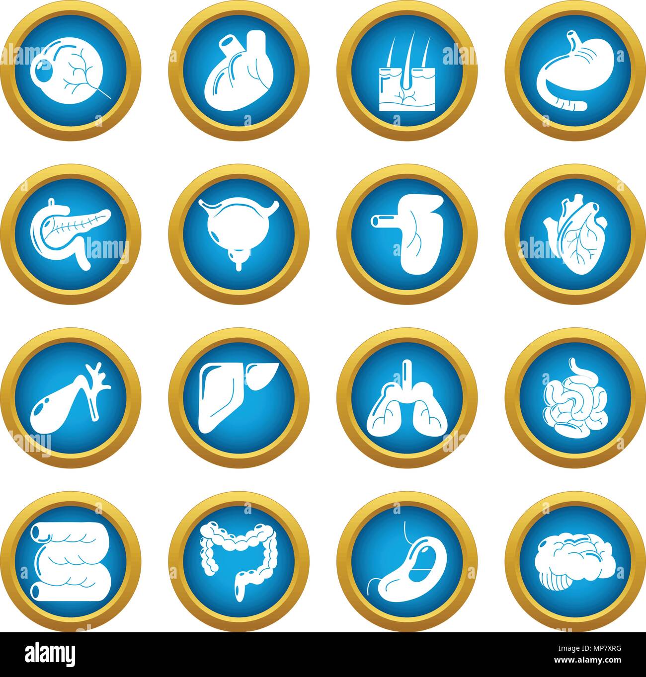 Interno di organi umani set di icone, stile semplice Illustrazione Vettoriale