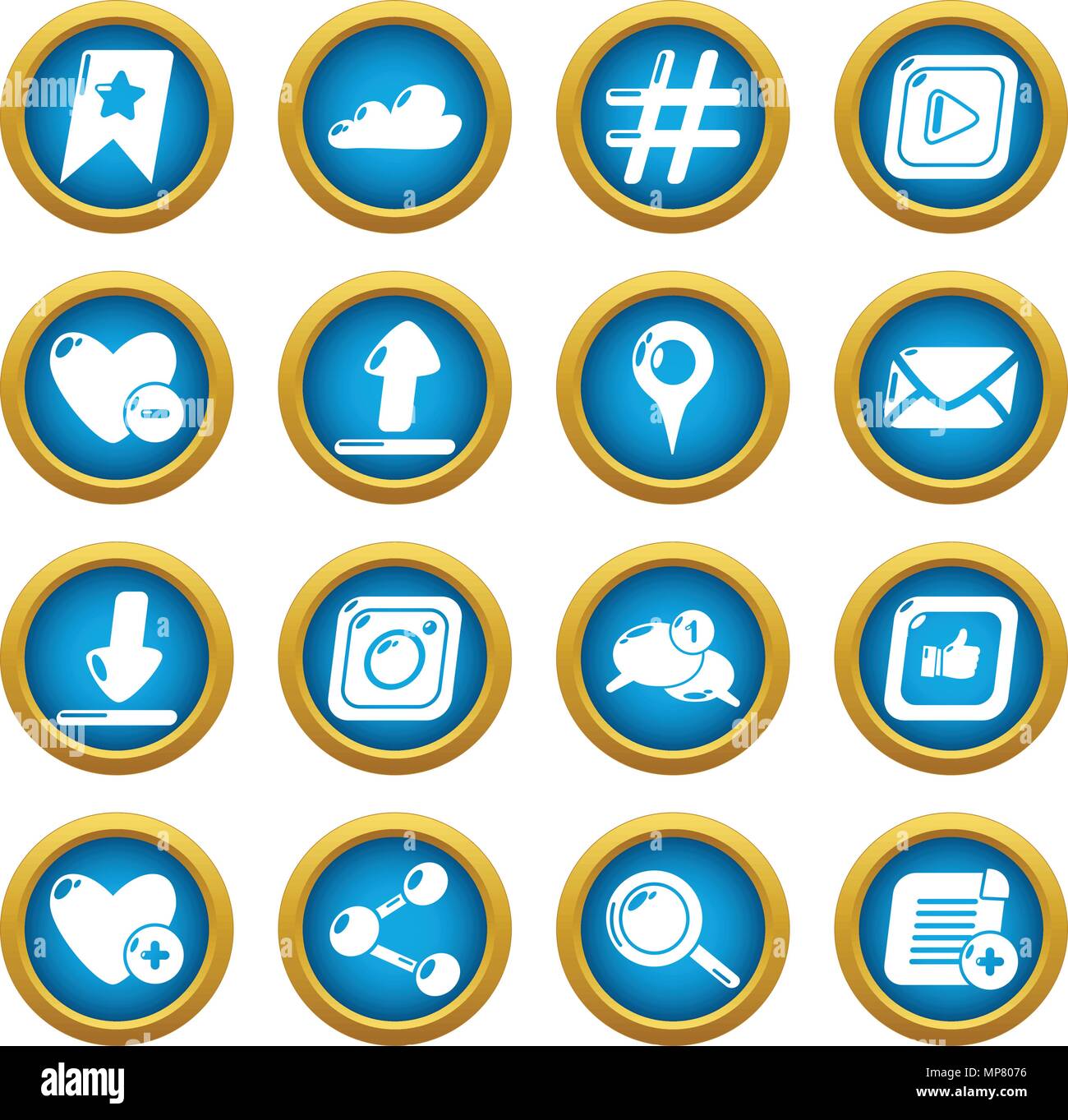 Rete sociale set di icone, stile semplice Illustrazione Vettoriale