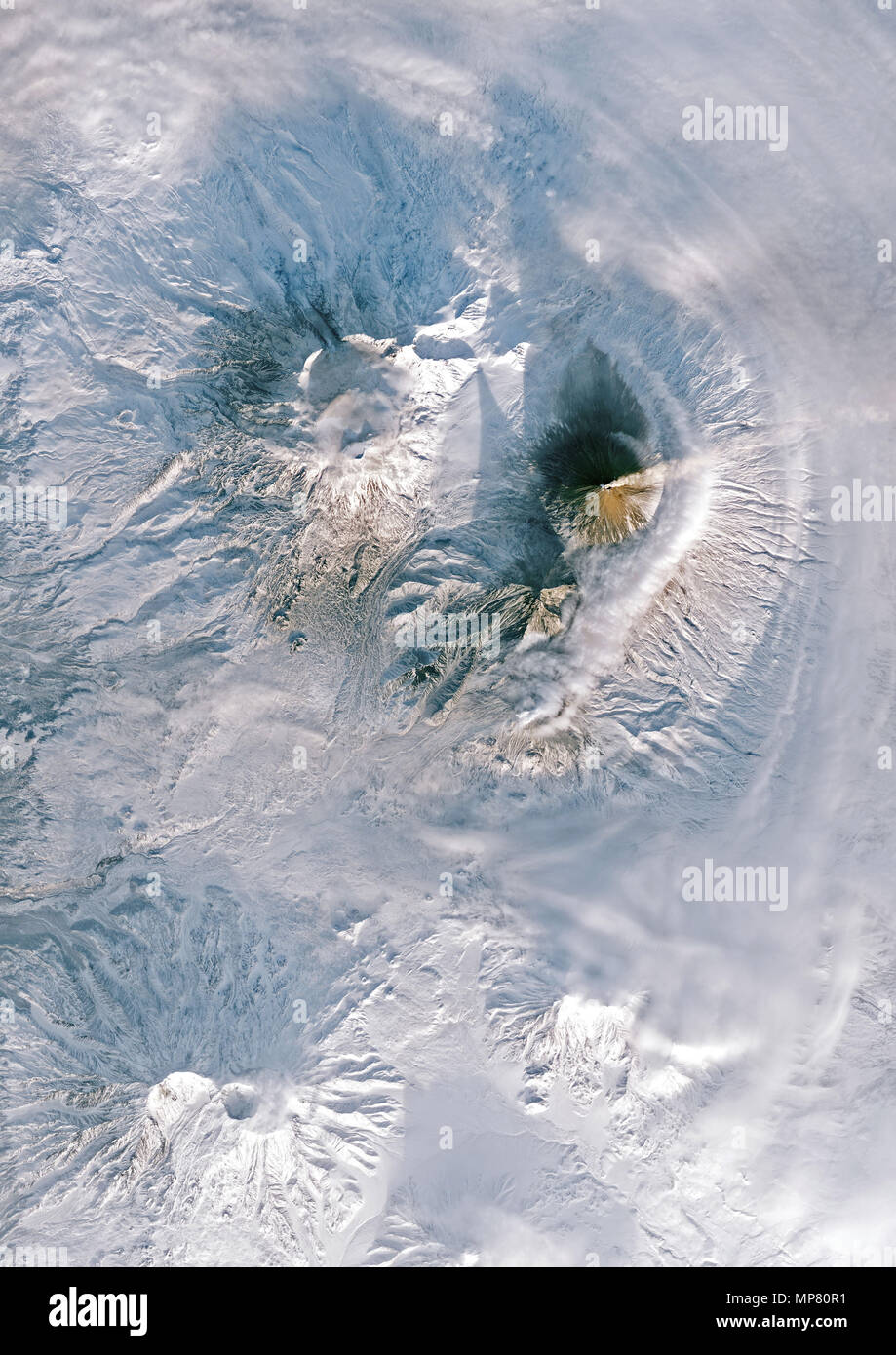I vulcani sulla penisola di Kamchatka, Russia Foto Stock