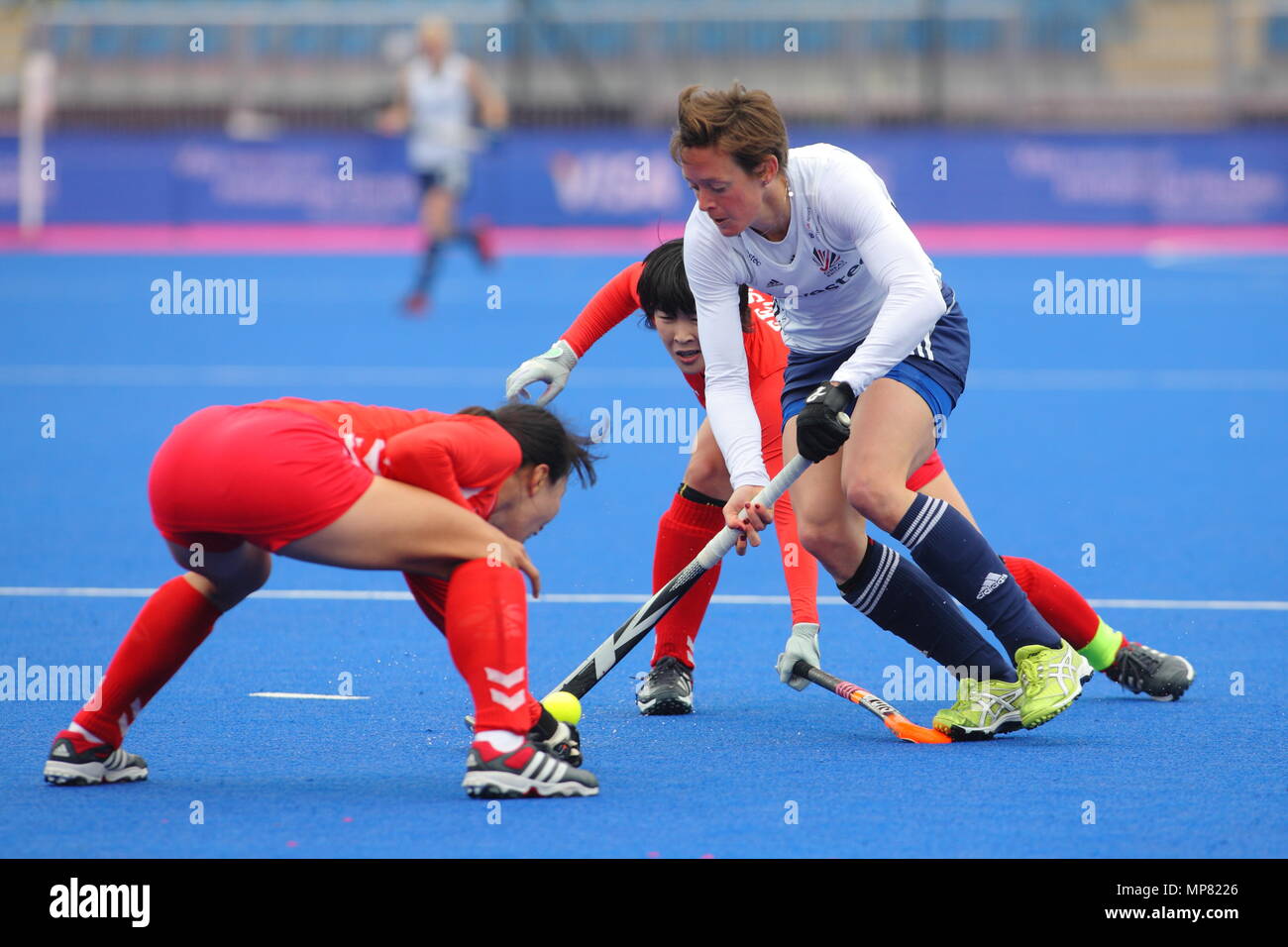La Visa International invitational torneo di hockey, Gran Bretagna vs Repubblica di Corea presso la riva del fiume Arena Hockey Stadium London Olympic Park 2 Maggio 2012 --- Image by © Paolo Cunningham Foto Stock