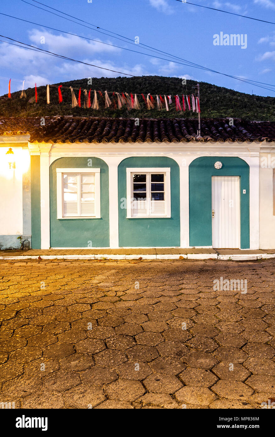 Architettura coloniale casa in centro storico di Ribeirao da Ilha distretto. Florianopolis, Santa Catarina, Brasile. Foto Stock