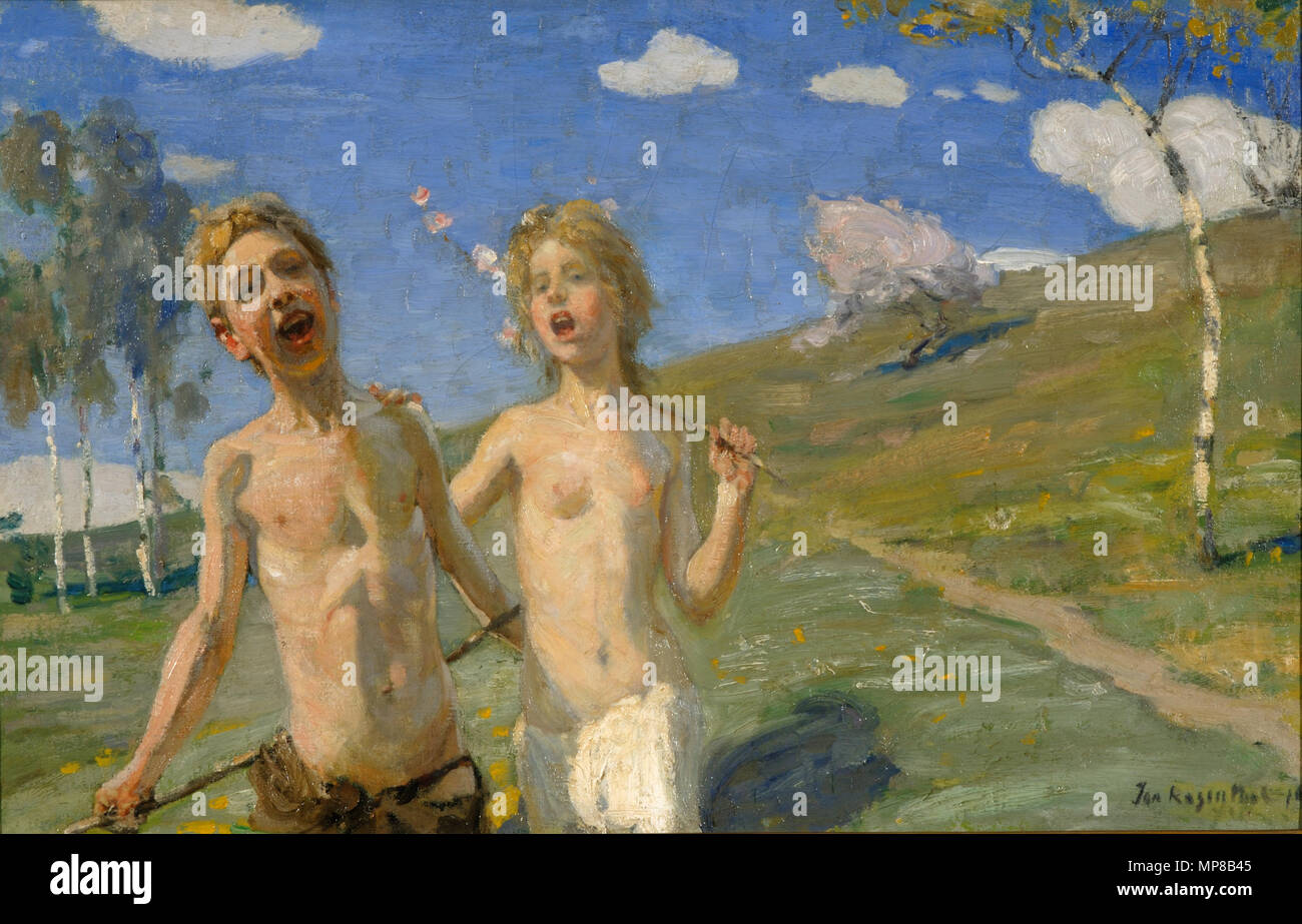 Latviešu: Gavilējošie bērni Русский: Ликующие дети inglese: giubilanti bambini 1901 ; 2006-12-18 15:52:01. 1075 Rozentals12 Foto Stock