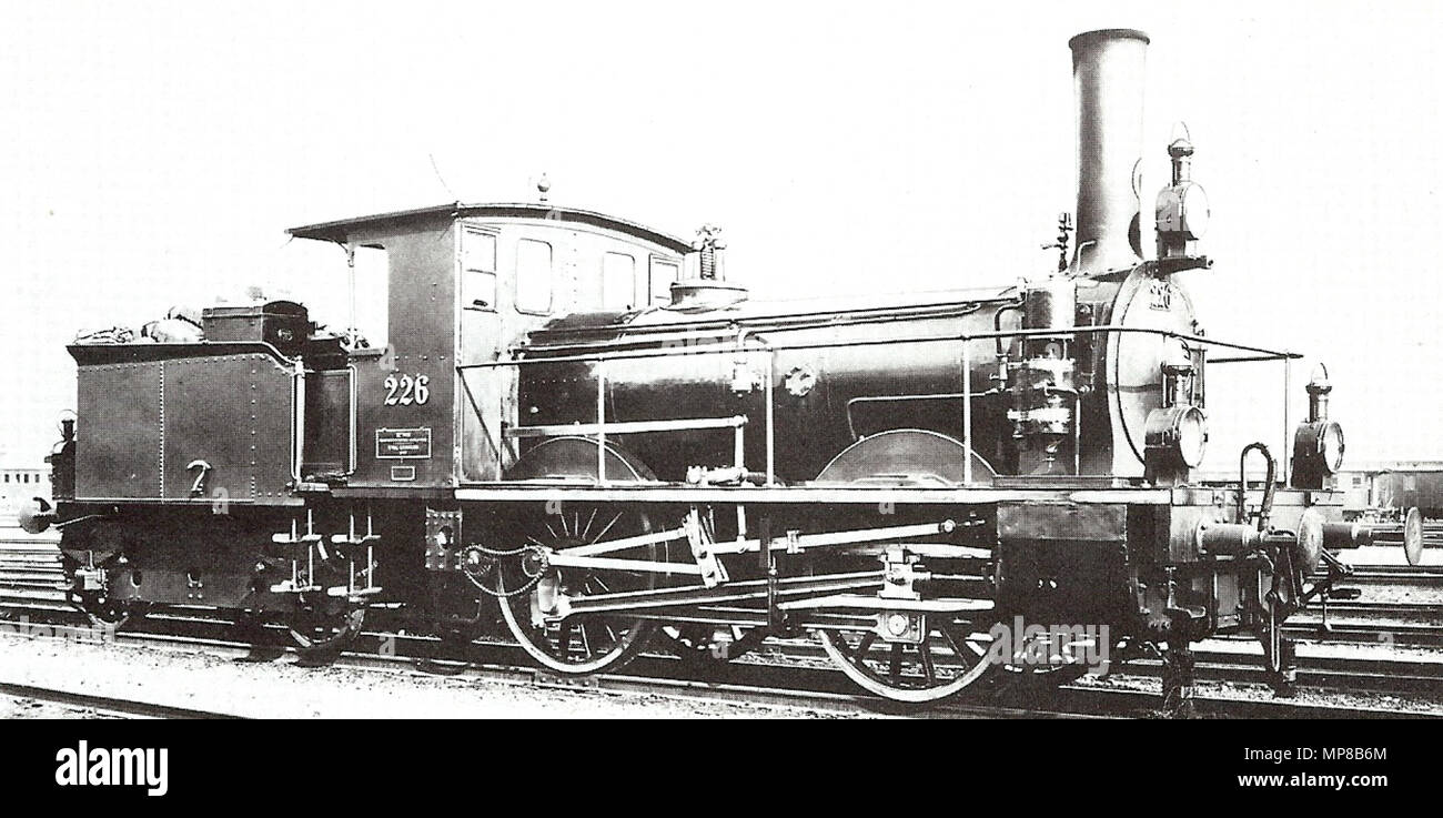 . Deutsch: Dampflokomotive der NOB Bauart C 2/2 Nummer 226. Aufnahme zwischen 1895 und 1902 (Umnummerierung). Probabilmente Georg Wilhelm Hecklau (1872-1905) 932 NOB-C2-2-Nr226 Foto Stock