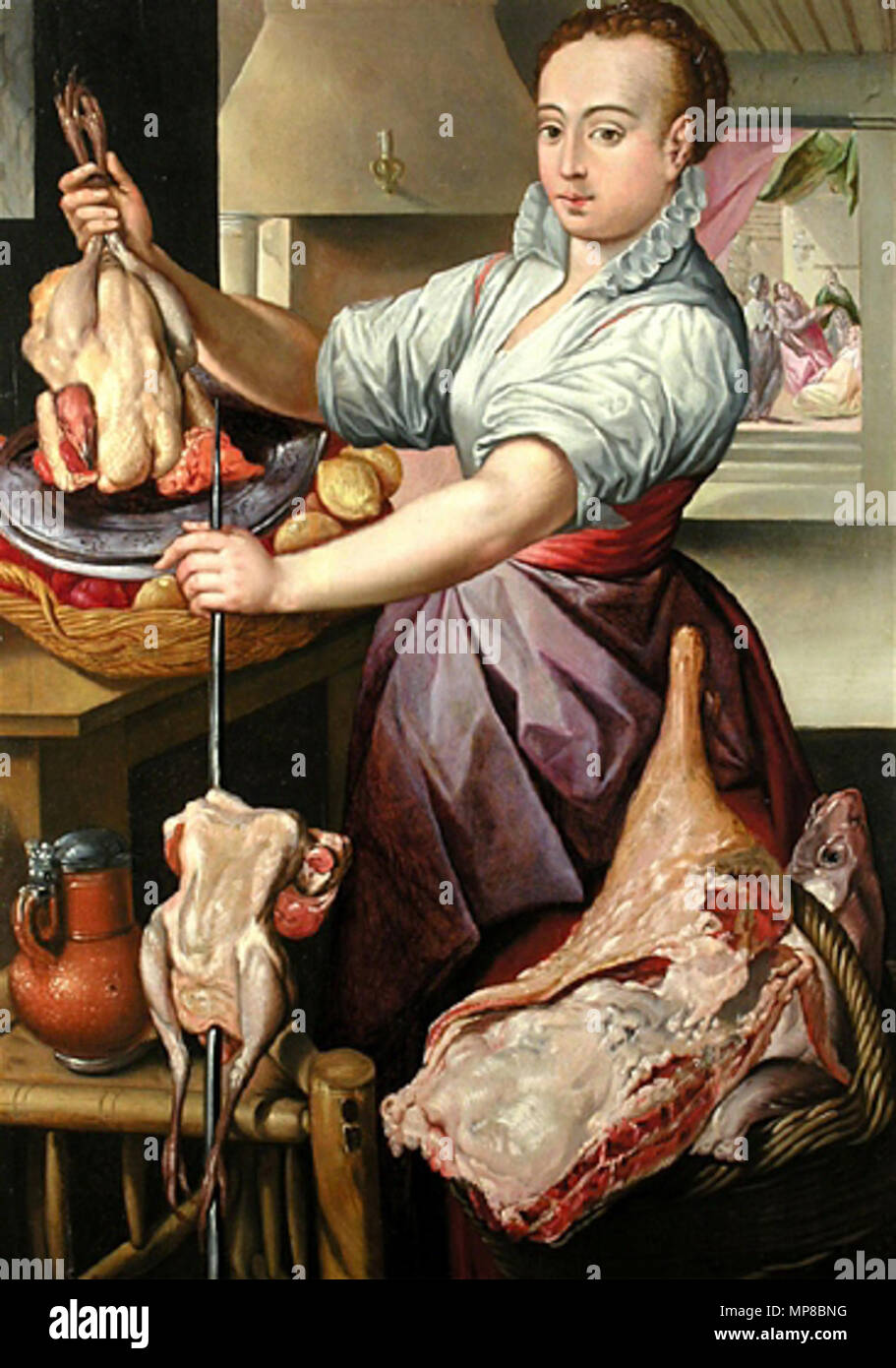 720 Joachim Beuckelaer Köchin mit Geflügel Foto Stock