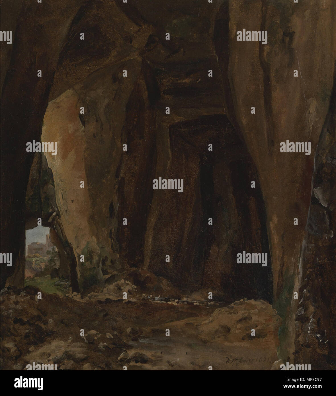 Grotte a Napoli - lo studio della natura 17 gennaio 1821. 722 Johan Christian Claussen Dahl - Grotte ved Napoli (1821) Foto Stock