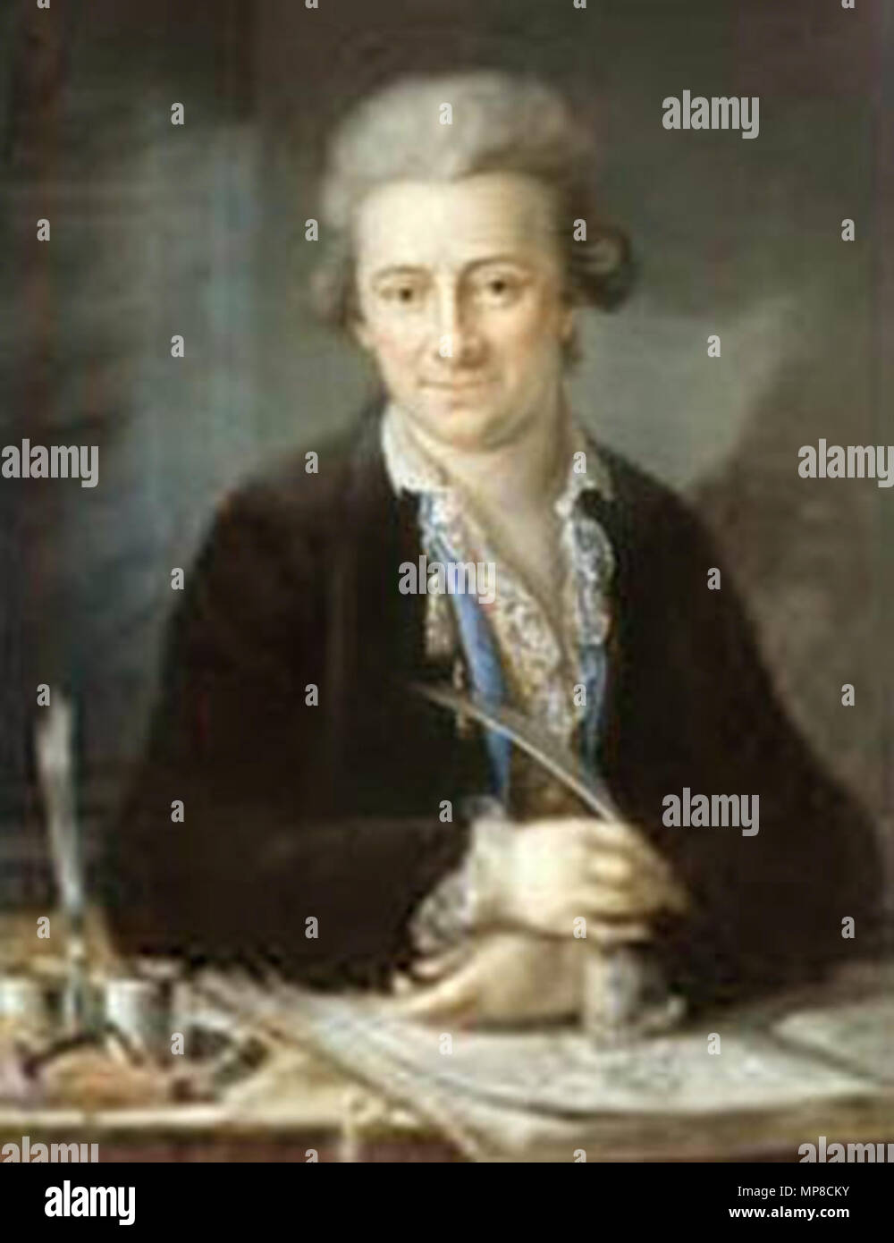 724 Johann Christian Wilhelm Beyer (1725-1796) ritratte in c.1775 da sua moglie Gabrielle née Bertrand Foto Stock
