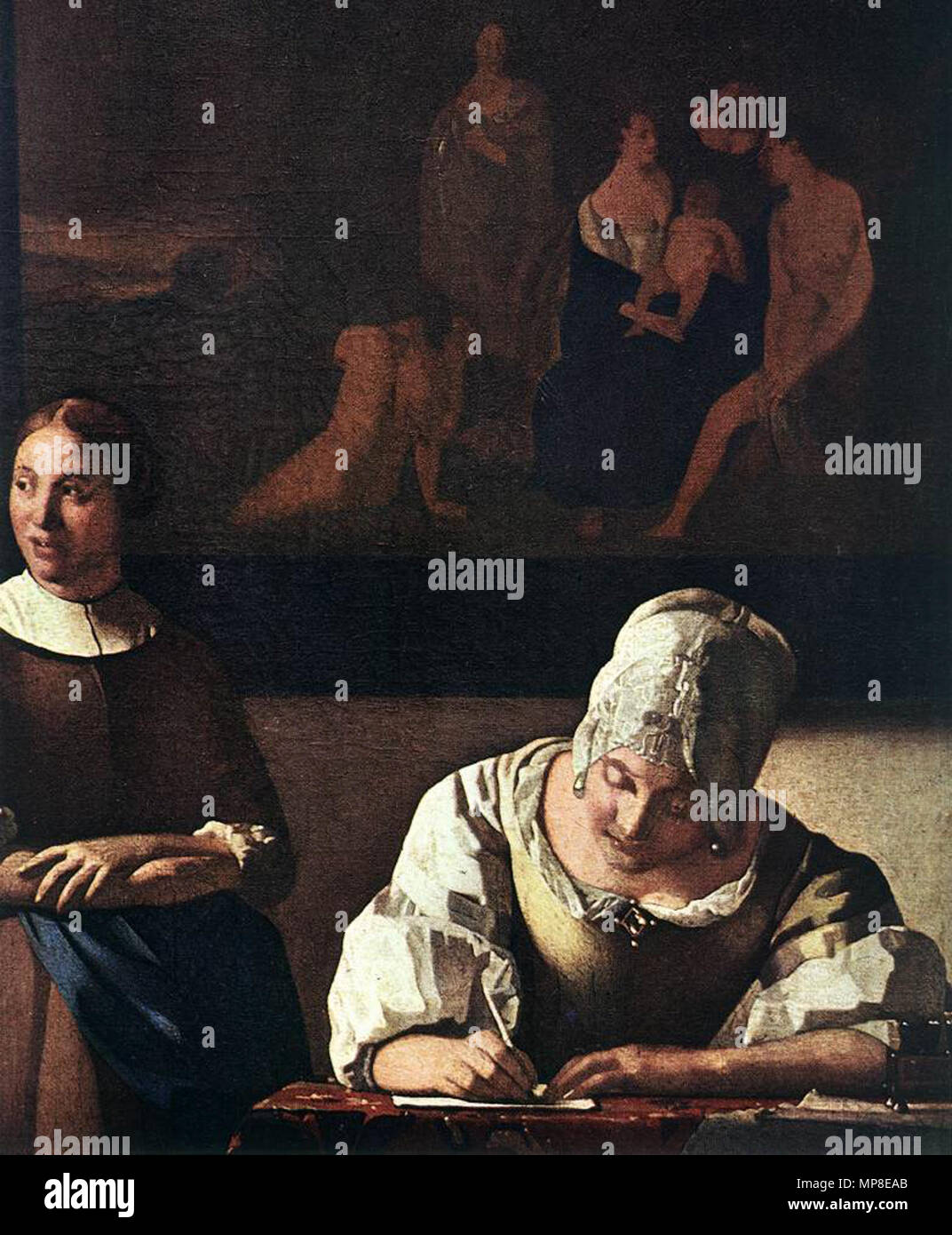 Signora scrivendo una lettera con la sua cameriera (dettaglio) circa 1670. 730 Johannes Vermeer - Lady scrivendo una lettera con la sua cameriera (dettaglio) - WGA24697 Foto Stock