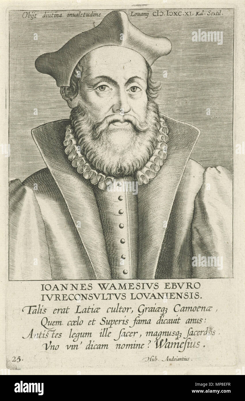 . Inglese: Ritratto di Johannes Wamesius attribuite alla bottega di Philip Galle . 1608. Officina di Philip Galle 730 Johannes Wamesius Foto Stock