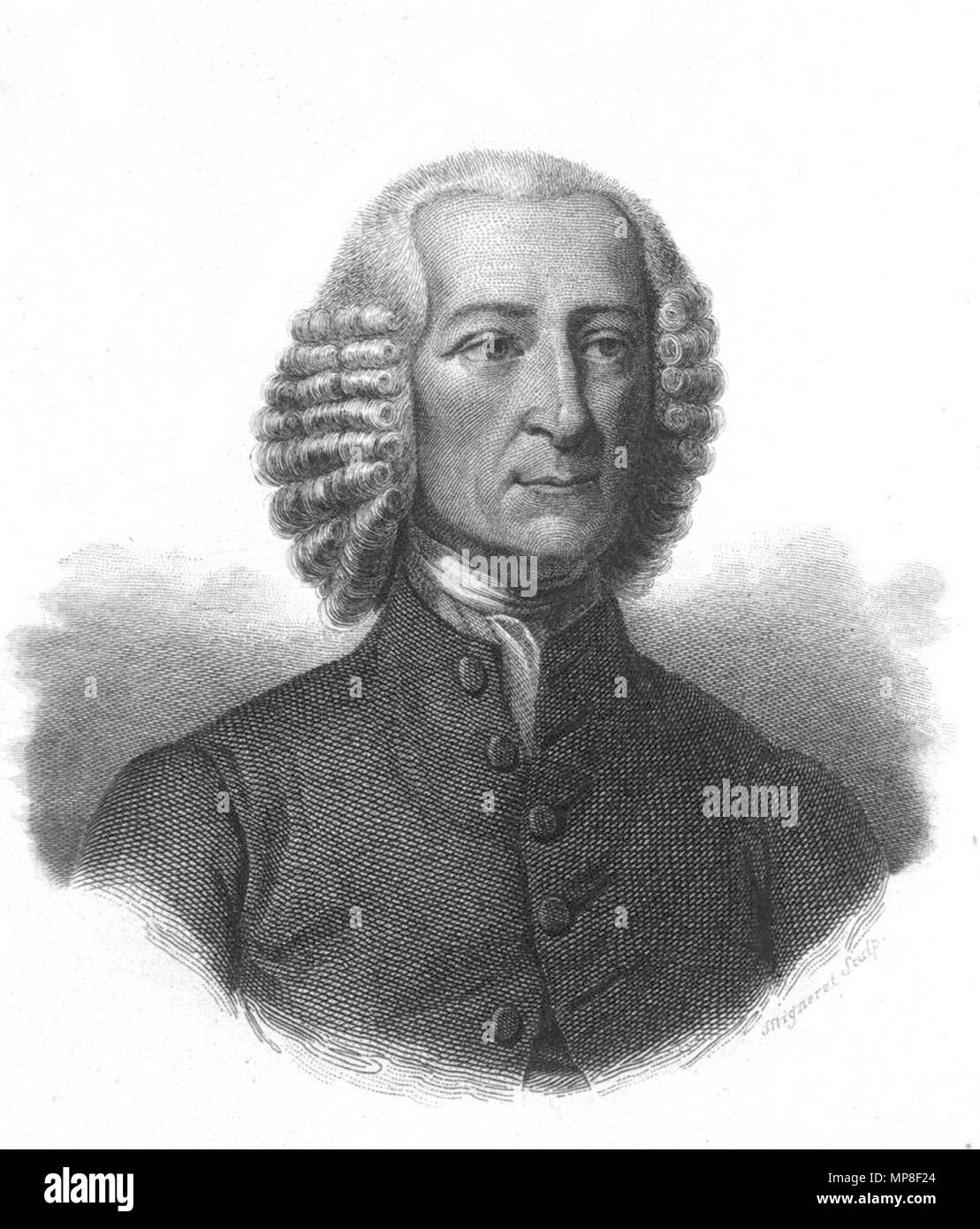 . Inglese: John Fothergill FRS (1712-1780) . Xix secolo. Adrien Migneret nomi alternativi Migneret, Adrien Jacques Antoine Descrizione incisore francese Data di nascita e morte 1786 1840 sede di lavoro Parigi 732 John Fothergill b1712 Foto Stock