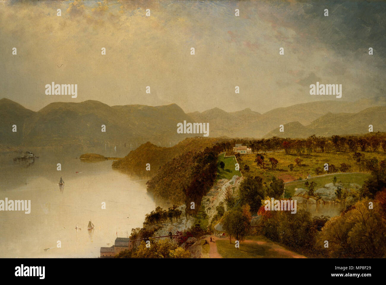 . Vista da Cozzen's Hotel vicino a West Point, N.Y. 1863. John Frederick Kensett (1816-1872) nomi alternativi John F. Kensett; John Kensett; j.f. kensett; j. f. kensett; Kensett Descrizione pittore americano Data di nascita e morte 22 Marzo 1816 14 dicembre 1872 Luogo di nascita e morte Cheshire New York City competente controllo : Q982284 VIAF: 21073920 ISNI: 0000 0001 1561: 8549 ULAN: 500030726 LCCN: N84023637 NLA: 35266745 WorldCat 732 John Frederick Kensett, vista da Cozzen's Hotel vicino a West Point, N.Y., 1863, olio su tela, 20 x 34 in. Foto Stock