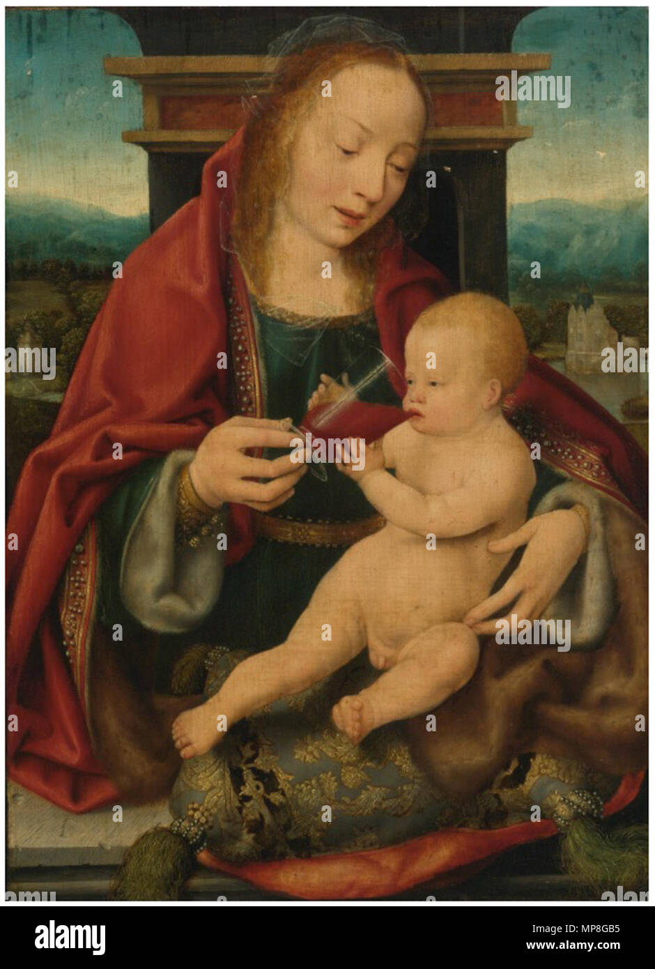 Inglese: Vergine e il Bambino tra circa 1515 e circa 1520. 737 Joos van Cleve - Madonna e Bambino Foto Stock