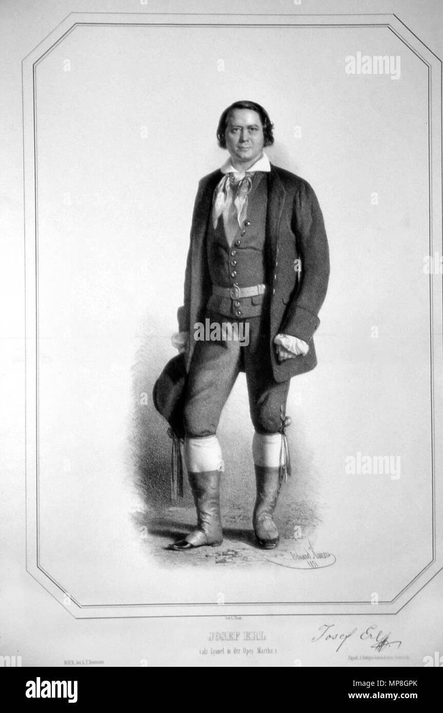 . Deutsch: Josef ERl (1811-1874), östereichischer Opernsänger (tenore). Lithographie von Eduard Kaiser, 1851 . 1851. Eduard Kaiser (1820-1895) 739 Josef Erl Litho Foto Stock