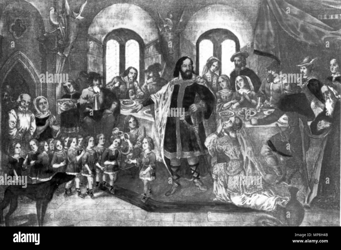 . Darstellung der Welfensage. Kolorierte Lithographie, 1865. 1865. Giuseppe Bayer (1820-1879) Descrizione pittore tedesco e litografo Data di nascita e morte 18 Aprile 1820 18 dicembre 1879 Luogo di nascita e morte Altdorf (Weingarten) Ravensburg sede di lavoro Weingarten (Württemberg), Ravensburg competente controllo : Q15944923 VIAF: 67270118 ISNI: 0000 0000 4989 5707 LCCN: nr94034899 GND: 119176947 WorldCat 740 Giuseppe Bayer Welfensage 1865 Foto Stock