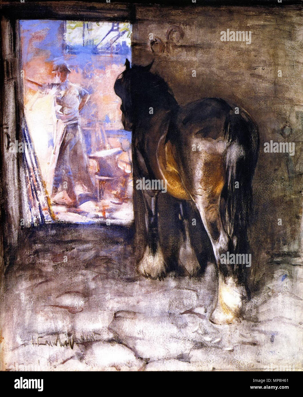. La Forge . circa 1885. Joseph Crawhall III (1861-1913) nomi alternativi Joseph Crawhall; Giuseppe Crowhall; Joseph E. Crawhall Descrizione British pittore quadri di animali e uccelli Glasgow Boys. Data di nascita e morte 20 Agosto 1861 24 Maggio 1913 Luogo di nascita e morte Morpeth London Authority control : Q1706796 VIAF: 7668149919449906650009 ISNI: 0000 0000 6675 0286 ULAN: 500004212 LCCN: nr90018973 GND: 119096072 WorldCat 741 Joseph Crawhall, 1885c - la fucina Foto Stock . La Forge . circa 1885. Joseph Crawhall III (1861-1913) nomi alternativi Joseph Crawhall; Giuseppe Crowhall; Joseph E. Crawhall Descrizione British pittore quadri di animali e uccelli Glasgow Boys. Data di nascita e morte 20 Agosto 1861 24 Maggio 1913 Luogo di nascita e morte Morpeth London Authority control : Q1706796 VIAF: 7668149919449906650009 ISNI: 0000 0000 6675 0286 ULAN: 500004212 LCCN: nr90018973 GND: 119096072 WorldCat 741 Joseph Crawhall, 1885c - la fucina Foto Stock