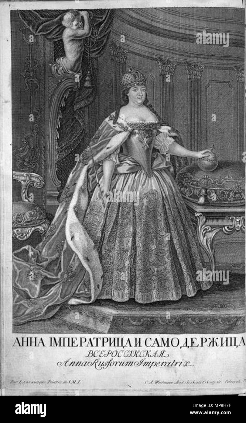 Ritratto di imperatrice Anna di Russia (1693-1740) . Inglese: Ritratto di imperatrice Anna Ivanovna (1693-1740) Русский: Парадный портрет Анны Иоановны . 1744 (incisione); 1730 (pittura). 1274 Anna ioanovna Foto Stock
