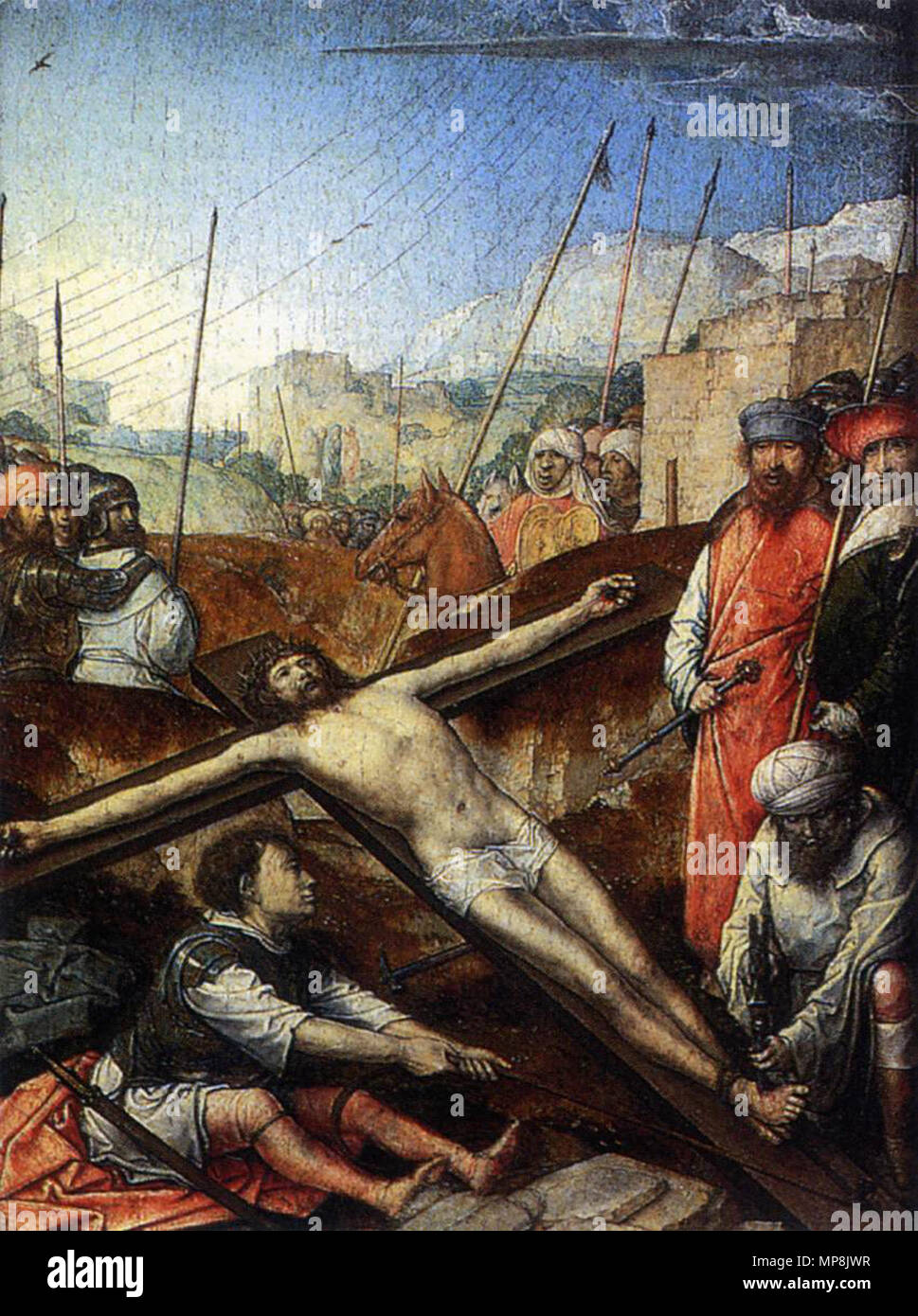 Gesù inchiodato alla croce circa 1500. 748 Juan de Flandes - Cristo inchiodato alla croce - WGA12051 Foto Stock