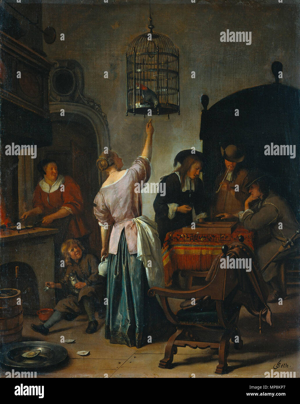 La gabbia pappagallo circa 1665. 701 Jan Steen 009 Foto Stock