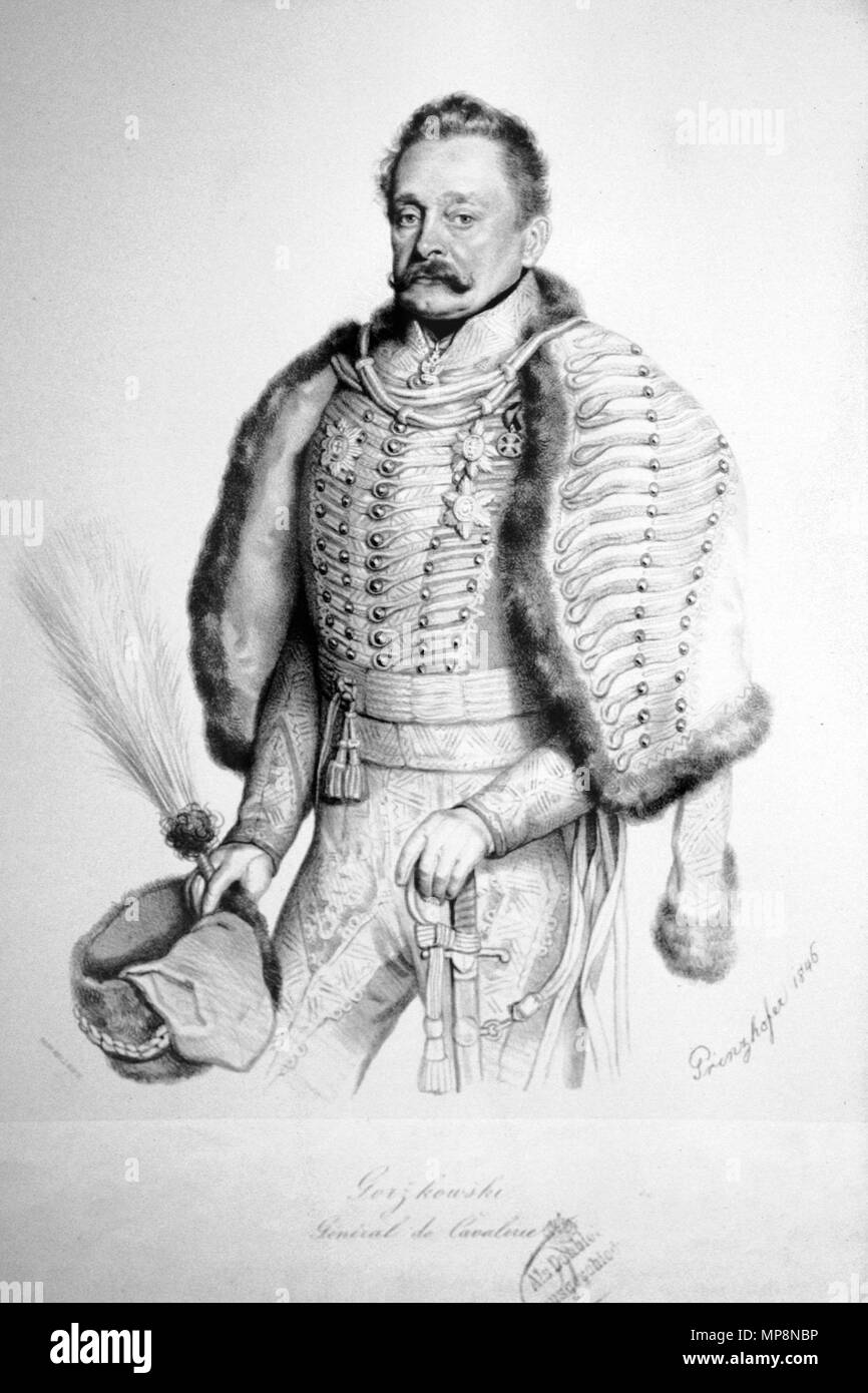 . Deutsch: Karl von Gorzkowski Gorzkow (1778-1858), General der Kavallerie, Ritter des militärischen Maria-Theresia-Ordens. Lithographie von August Prinzhofer, 1846 . 1846. Agosto Prinzhofer (1817-1885) 758 Karl von Gorzkowski Gorzkow Litho 02 Foto Stock