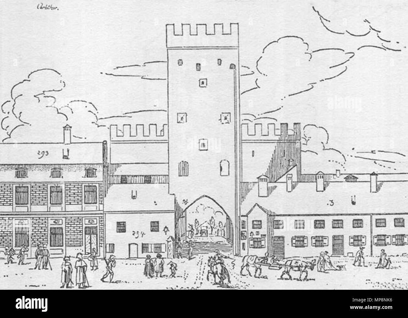 . Deutsch: Karlstor um 1805 von der Innenseite . 1805. Ferdinando Bollinger Descrizione tedesco litografo ed incisore Data di nascita del XVIII secolo la posizione di lavoro competente di Monaco di Baviera : controllo Q1405136 760 Karlstor 1805 6 Foto Stock