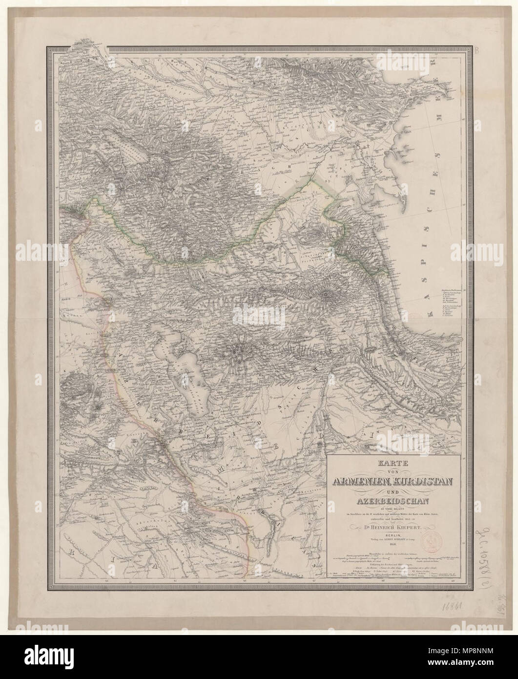 . Deutsch: Karte von Armenien, Kurdistan und Azerbeidschan in vier Blatt, im Anschluss an die IV westlichen und mittleren Blätter der Karte von Klein-Asien: entworfen und 1852-53 bearbeitet von Dr Heinrich Kiepert. Maßstab 1: 1 000 000; Maße: (4 Mädchen montiert 2 Mädchen) 56 x 72 cm mit jeweils . Dal 1852 fino al 1853. Heinrich Kiepert (1818-1899) nomi alternativi H.Kiepert Descrizione tedesco geografo e cartografo Data di nascita e morte 31 Luglio 1818 21 aprile 1899 Luogo di nascita e morte Berlin Berlino competente controllo : Q65958 VIAF: 5074884 ISNI: 0000 0001 2118 779X LCCN: n880 Foto Stock