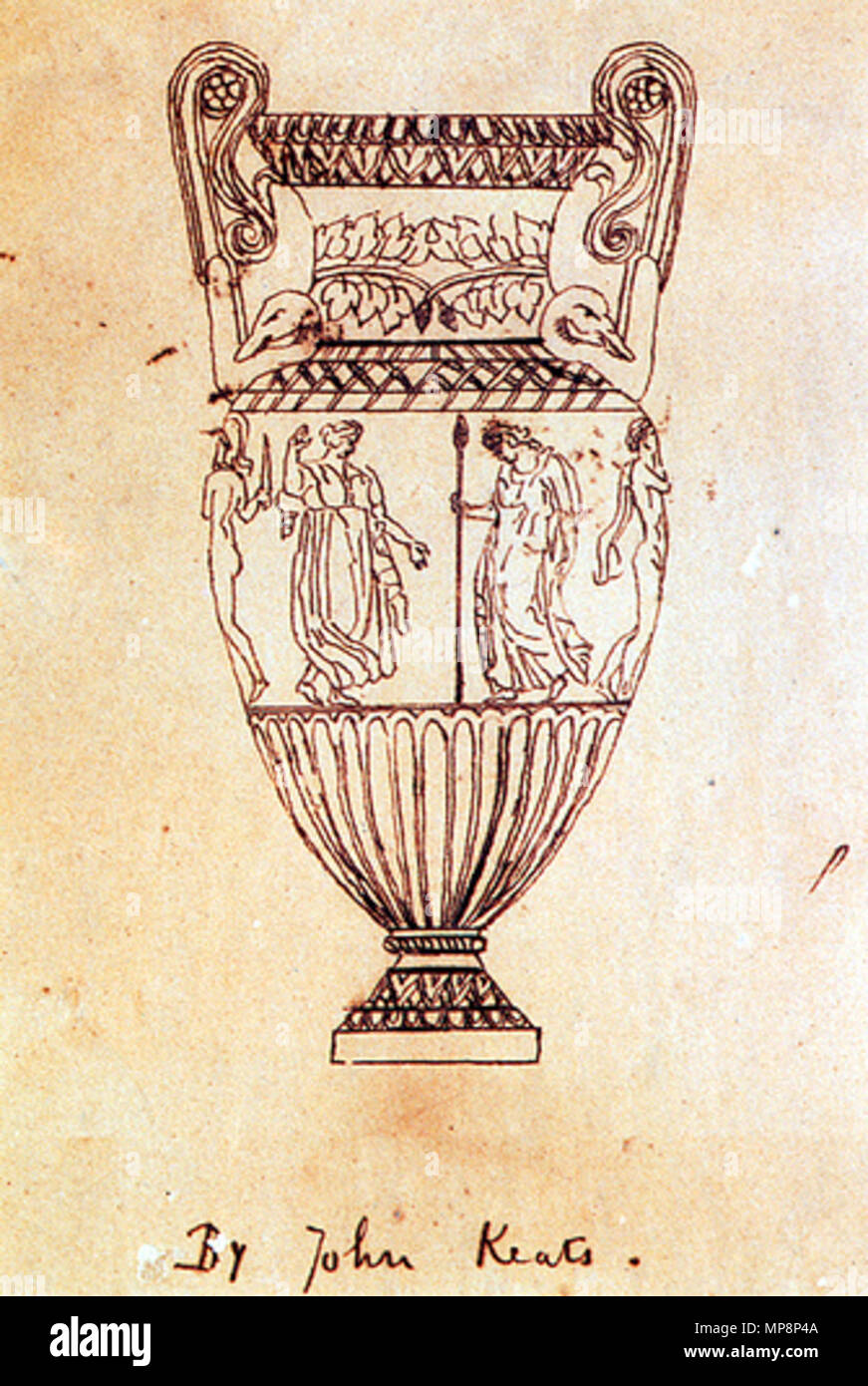 . Inglese: un disegno keats reso di un incisione del vaso Sosibios . circa 1819. John Keats (1795-1821) 762 Keats urn Foto Stock