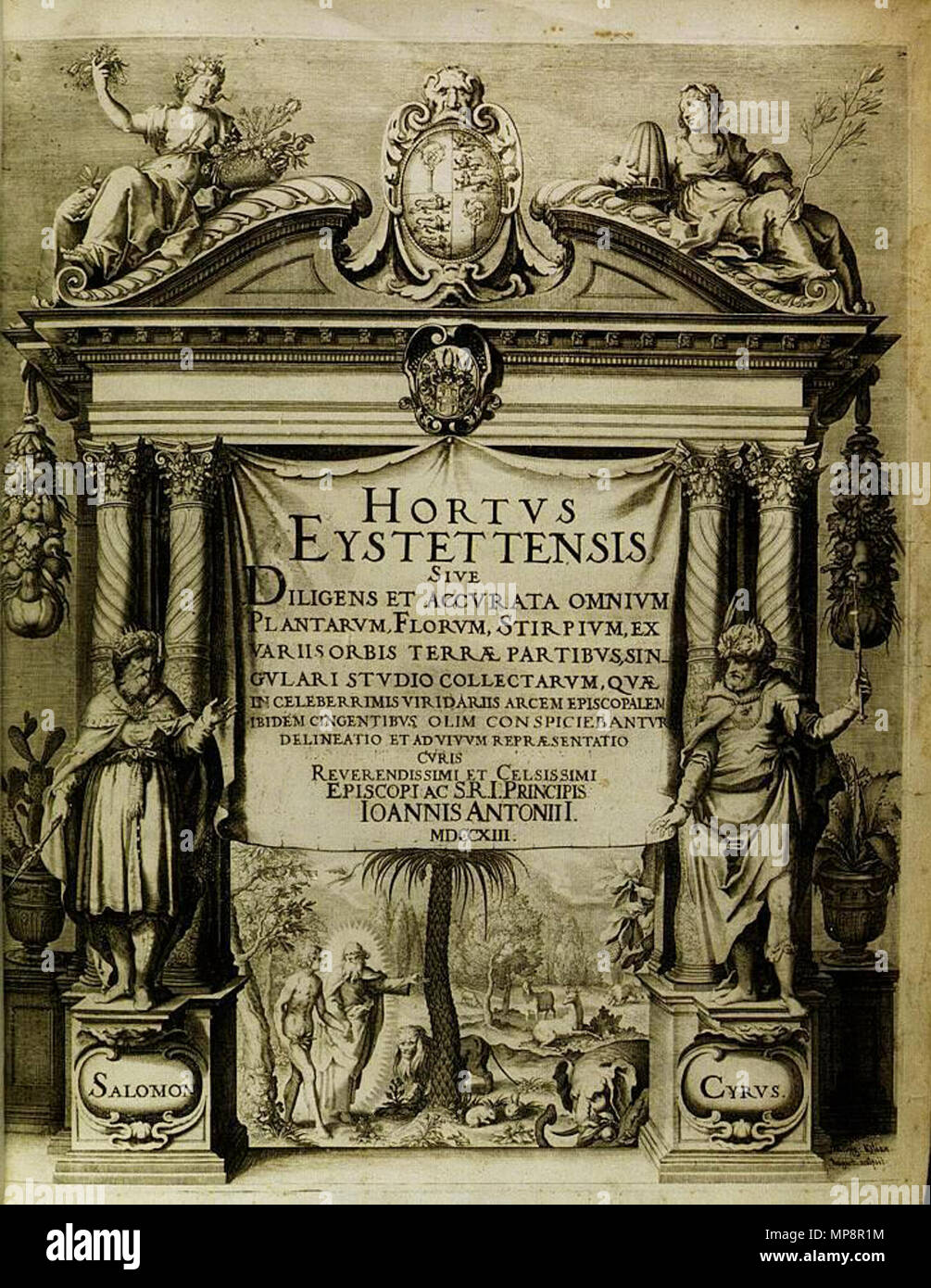 . Il titolo di "Hortus Eystettensis' . pubblicato per la prima volta 1613, qui una versione del 1713. Wolfgang Kilian (1581-1663) Descrizione incisore tedesco Data di nascita e morte 10 Maggio 1581 1662 o 1663 Luogo di nascita e morte Augsburg Augsburg posizione di lavoro autorità di Augsburg controllo : Q998339 VIAF: 17495674 ISNI: 0000 0001 2122 6453 ULAN: 500008347 LCCN: N85194981 GND: 118822748 WorldCat 765 Kilian, Wolfgang - Hortus Eystettensis Foto Stock