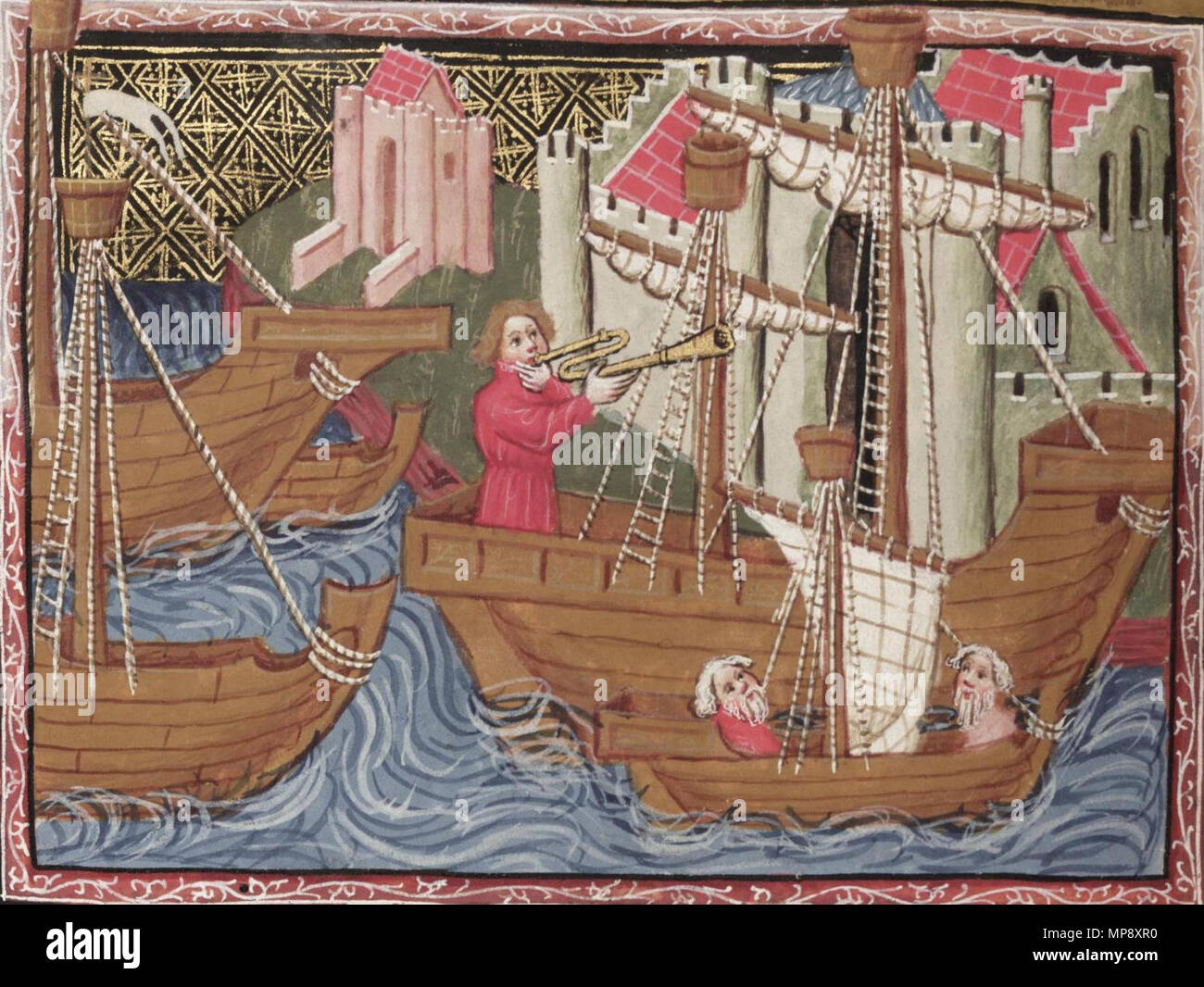 . Inglese: La cite de Caitan (la città di Zayton, che è il porto cinese di Quanzhou nella dinastia Yuan) dal XV secolo manucript di Marco Polo Li livres du Graunt Caam (i viaggi di Marco Polo) 中文: 元代的刺桐，即泉州，来自于马可波罗游记的一个15世纪抄本。 . Xv secolo. Marco Polo (1254-1324) nomi alternativi Magebeiluo; Marco Polo Descrizione mercante italiano, explorer, scrittore e diplomatico Data di nascita e morte 15 Settembre 1254 8 gennaio 1324 Luogo di nascita e morte Venezia Venezia competente controllo : Q6101 VIAF: 173430120 ISNI: 0000 0003 5589 5756 LCCN: N79055818 NLA: 35321009 GND: 118595563 Giornate mondiali Foto Stock